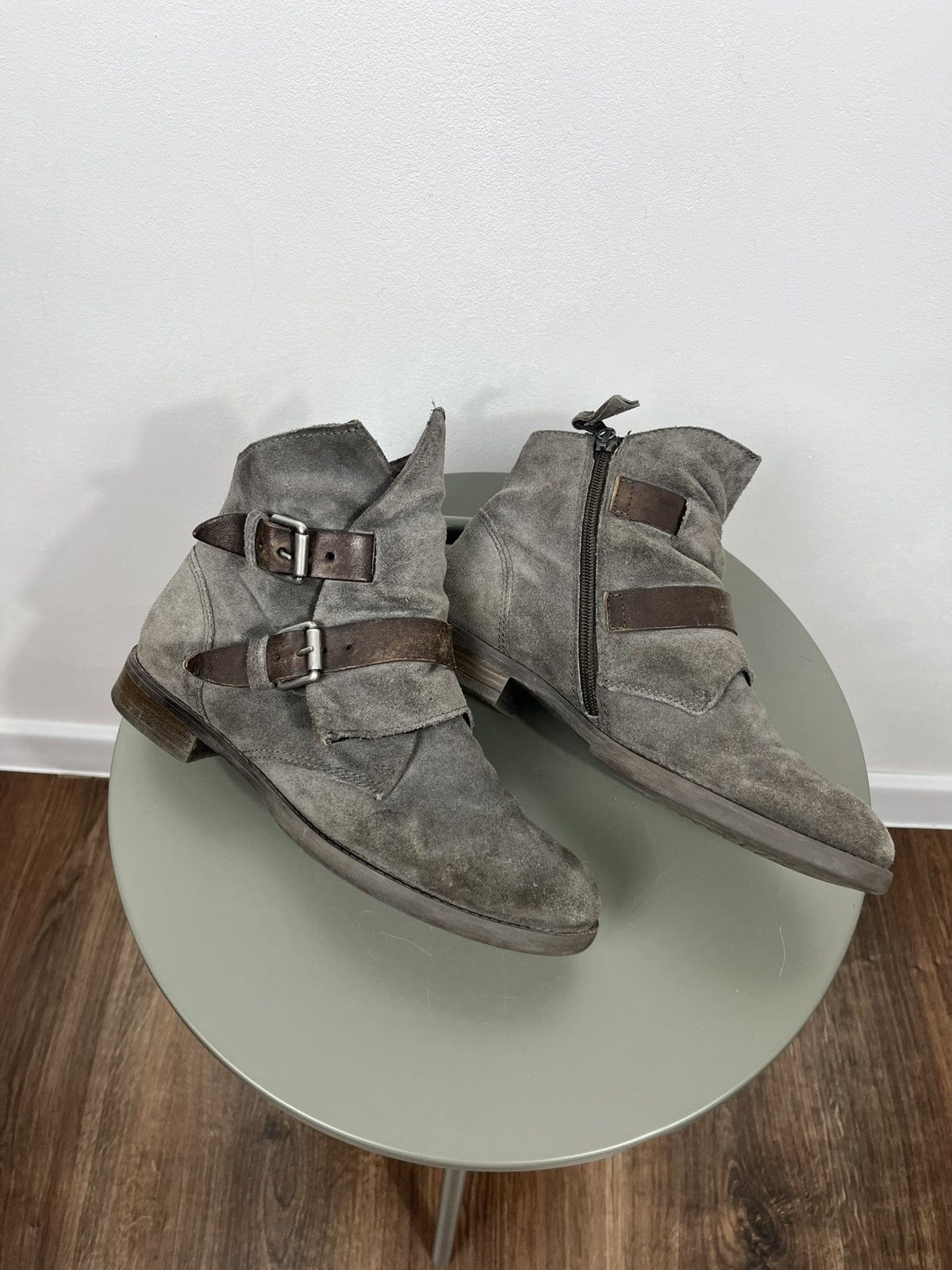 Other Avant Garde Distressed Suede Boots 38 Strap Zip Ankle Shoes Size US 7 / IT 37 - 1 Thumbnail