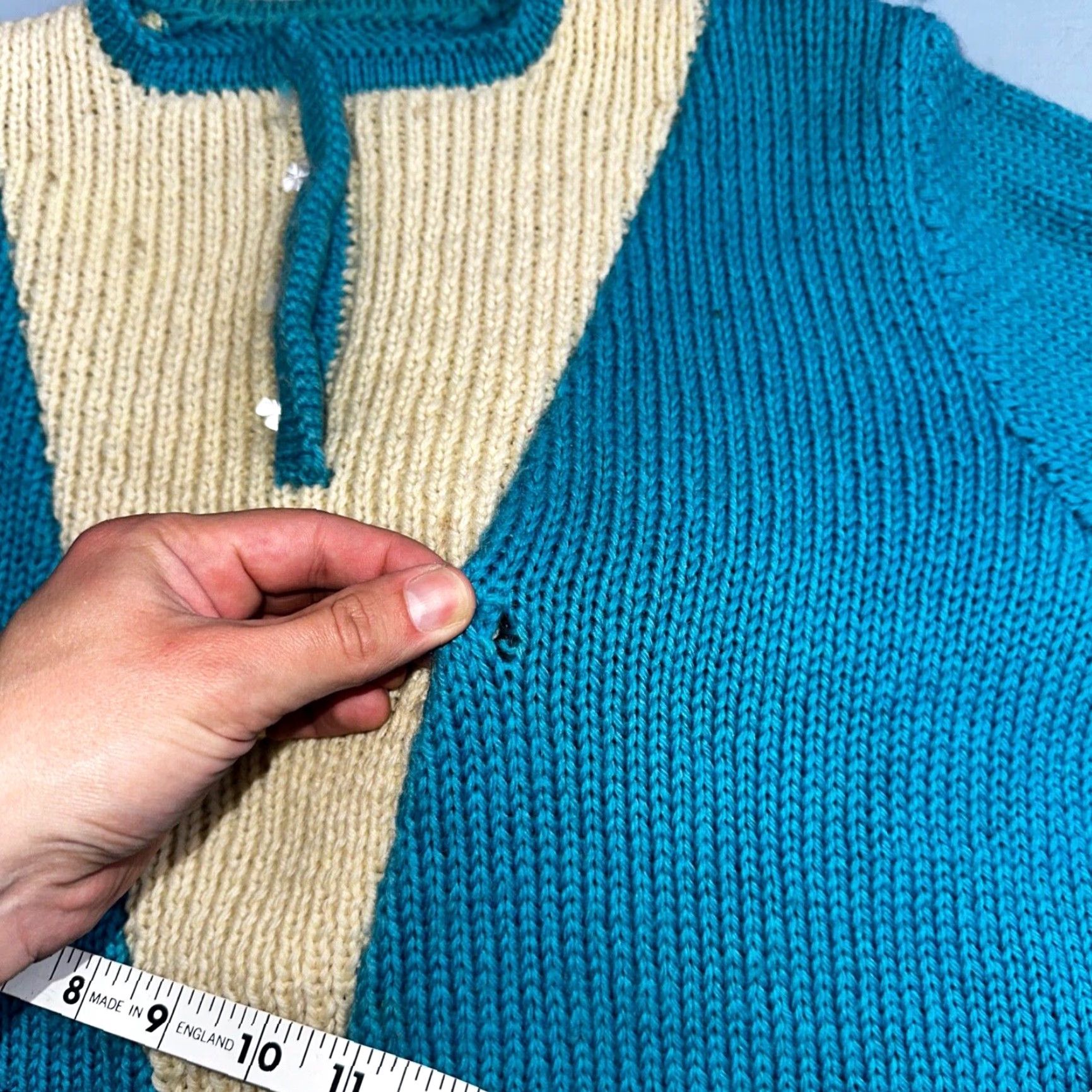 Vintage VINTAGE 1960s Handmade Blue Cable Sweater Rockabilly Women’s Medium Size M / US 6-8 / IT 42-44 - 7 Thumbnail