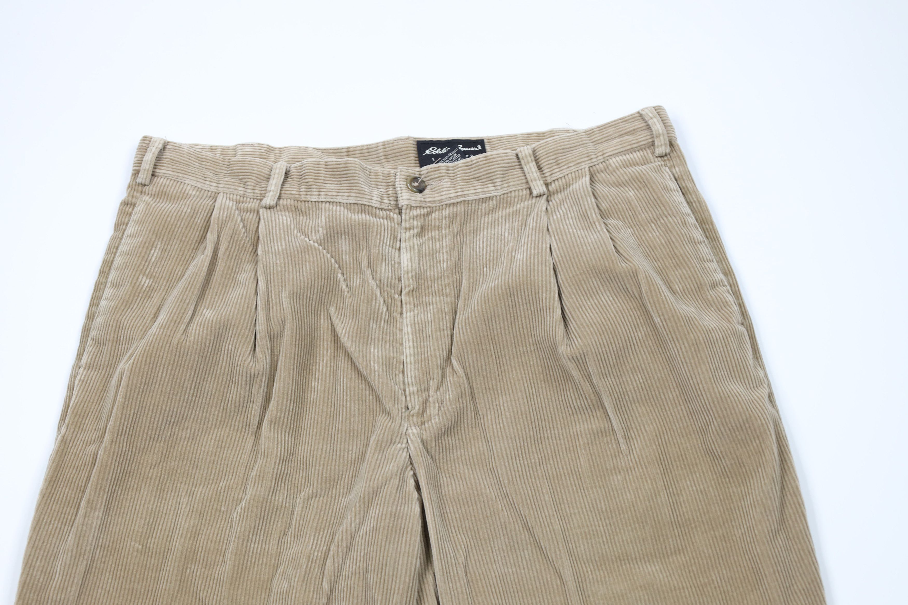 Eddie Bauer Vintage 90s Eddie Bauer Wide Leg Corduroy Chino Pants Beige Size US 38 / EU 54 - 2 Thumbnail