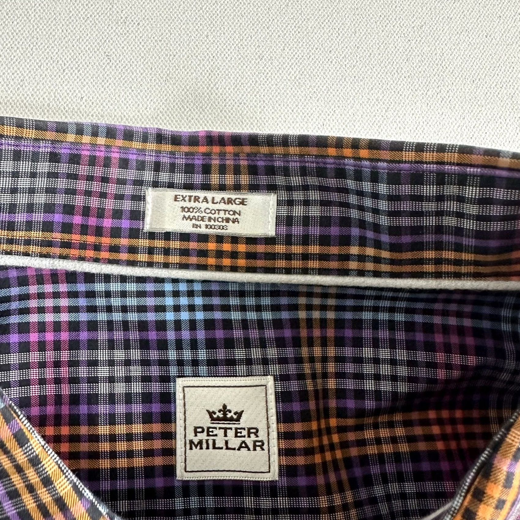 Peter Millar Peter Millar Button-Down Shirt Longsleeve Men Black Checkered Purple Orange XL Size US M / EU 48-50 / 2 - 6 Thumbnail