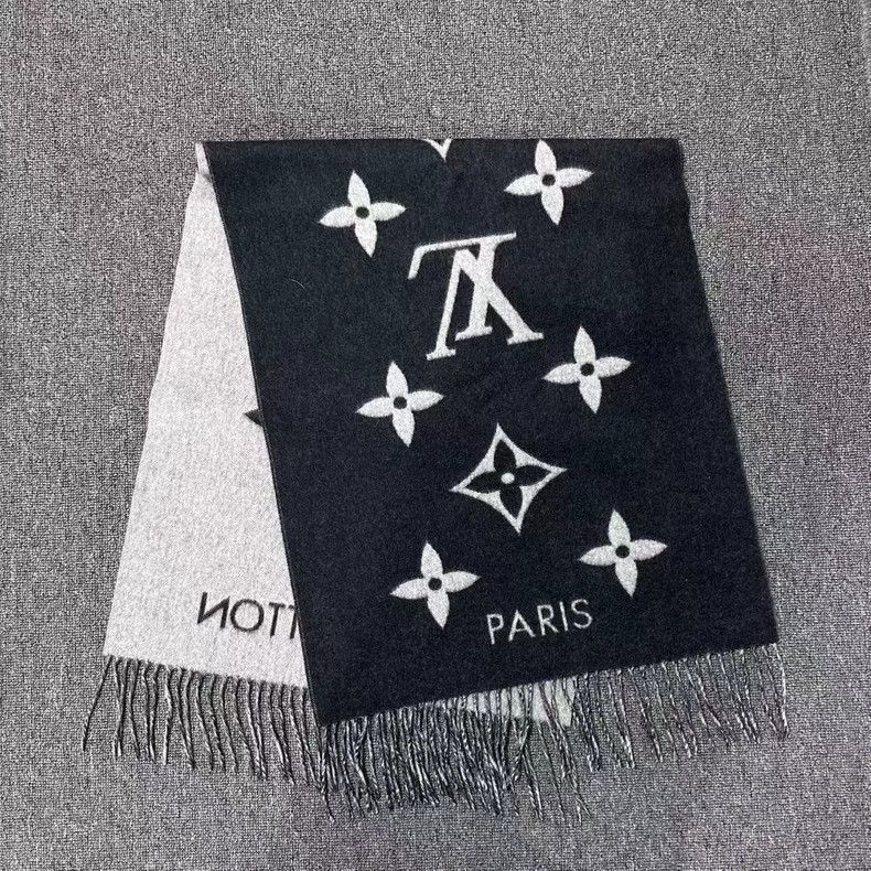 Louis Vuitton Louis Vuitton Black and white cashmere scarf Size ONE SIZE - 2 Thumbnail