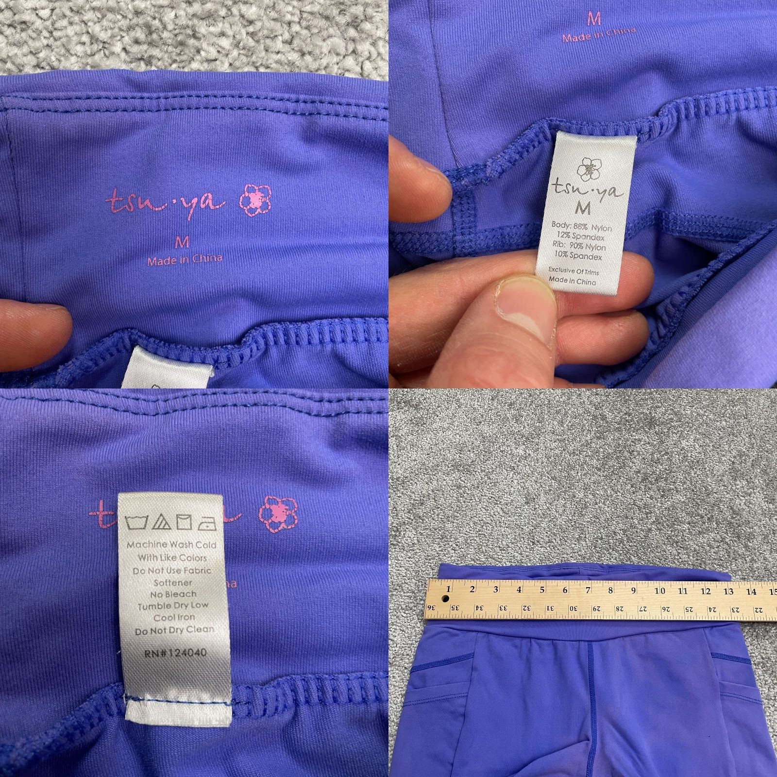 Vintage Tsu.Ya Cropped Leggings Womens Medium Purple Pocket Active Gym 26x19 Size 32" / US 10 / IT 46 - 8 Thumbnail