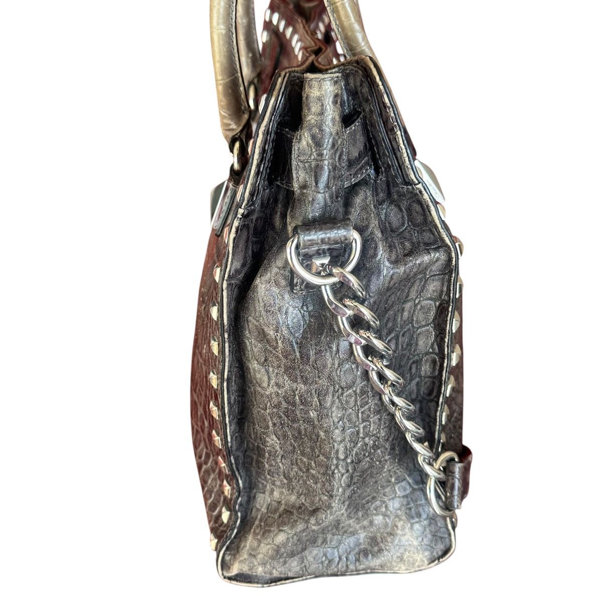 Michael Kors Michael Kors Hamilton gray ombré crocodile stud handbag Size ONE SIZE - 3 Thumbnail
