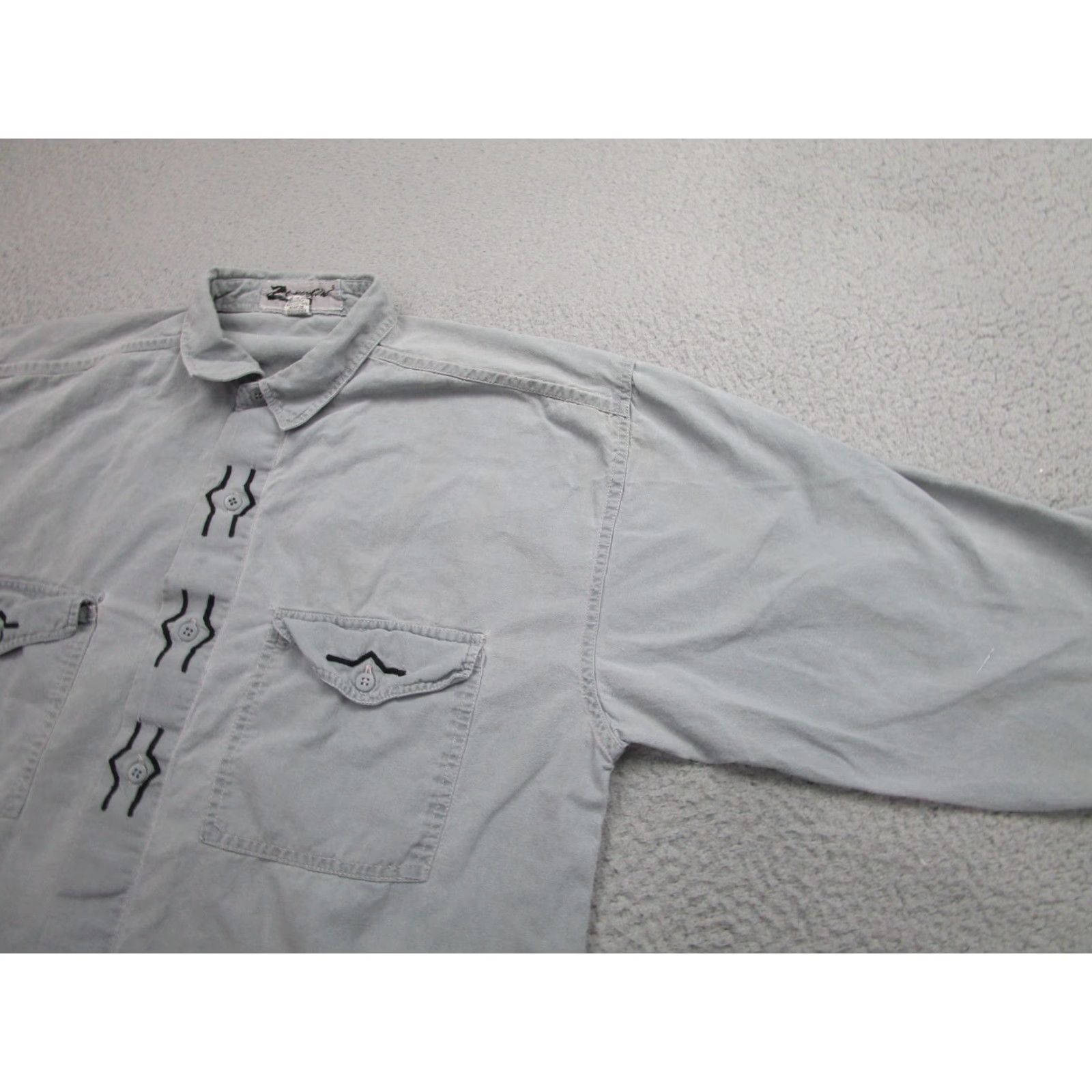 Vintage VINTAGE Zeppelin Shirt Button-Up Mens Medium Gray Long Sleeve Embroidered Western Casual Size US M / EU 48-50 / 2 - 5 Thumbnail