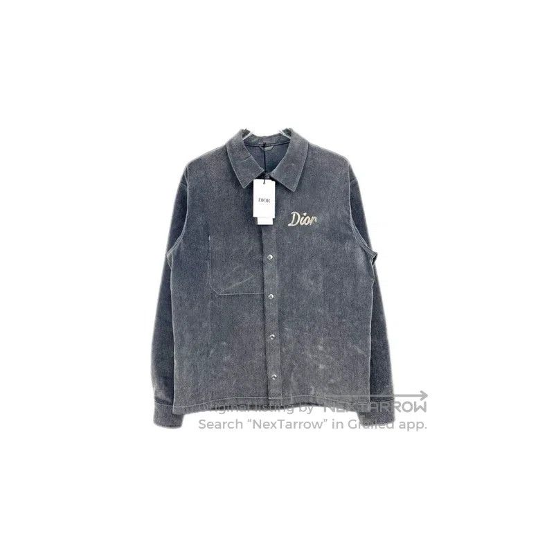Dior Dior Gray classic logo velvet satin denim jacket Size US M / EU 48-50 / 2 - 1 Thumbnail