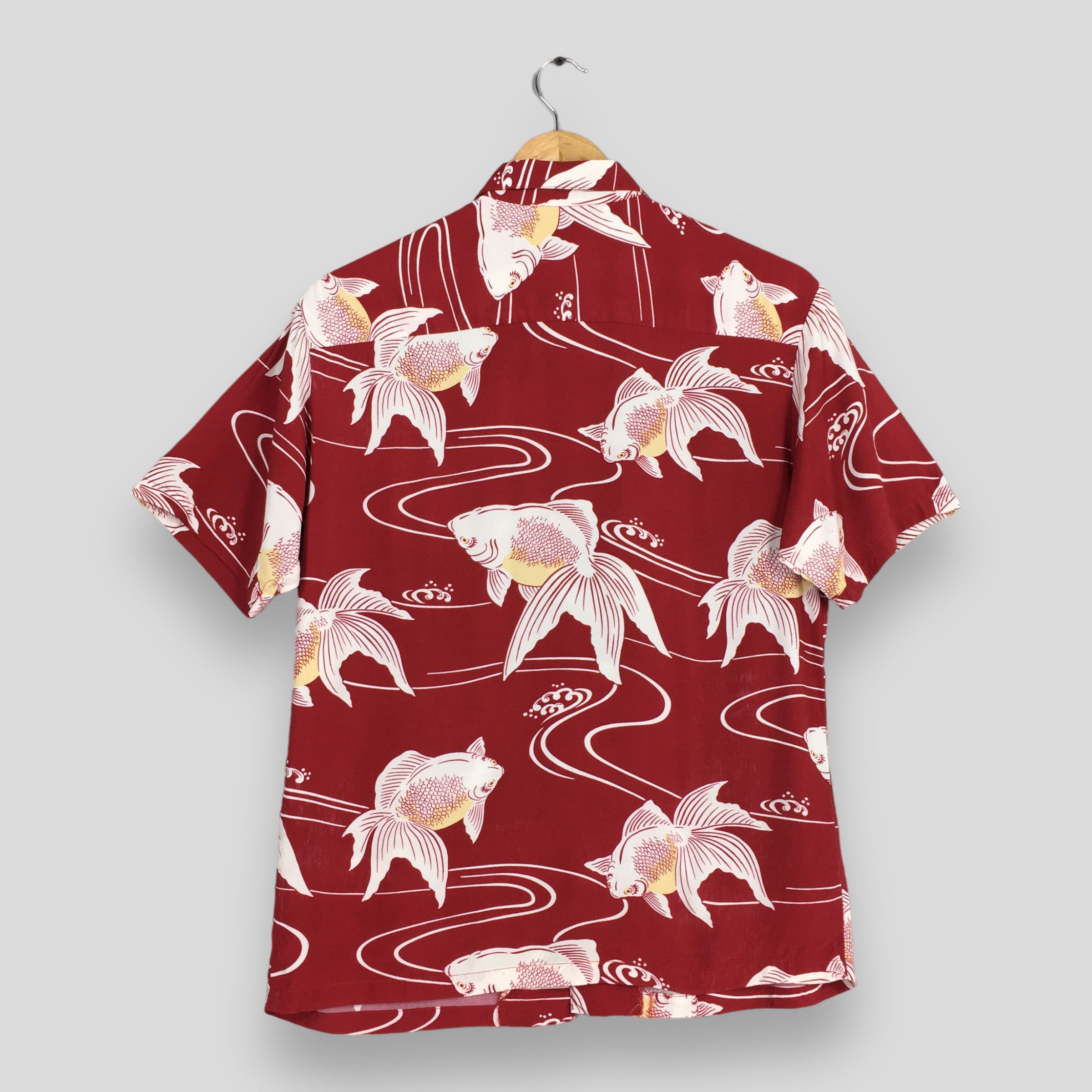 IOLANI Vintage 1980s Iolani Hawaiian Gold Fish Rayon Shirt Large Size US M / EU 48-50 / 2 - 6 Thumbnail