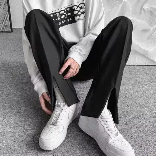 VIBE Men Trousers Split Black Harajuku Oversized Casual Pants Size US 31 - 1 Thumbnail