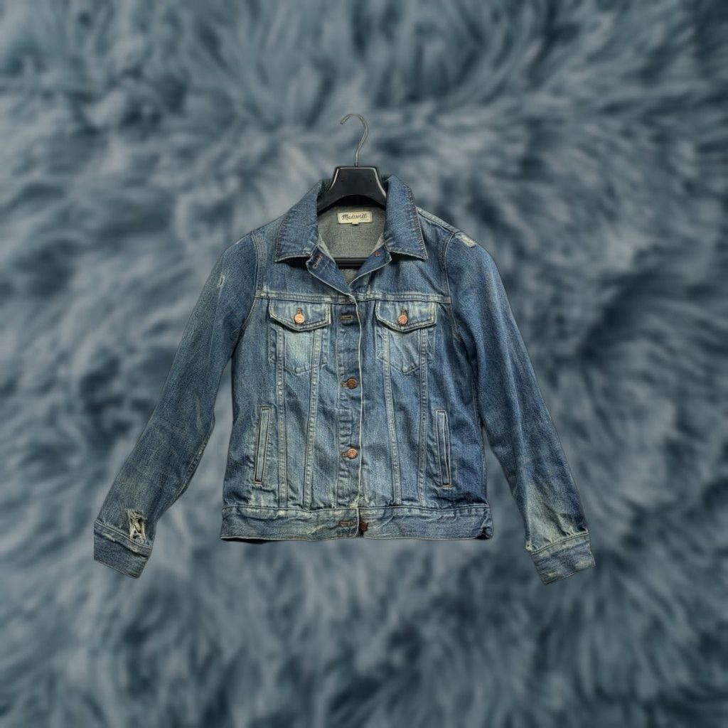 Madewell Madewell Jacket Denim Short Button Up Women’s Medium Blue Distressed Casual See Sleeves Womens Size M / US 6-8 / IT 42-44 - 1 Thumbnail