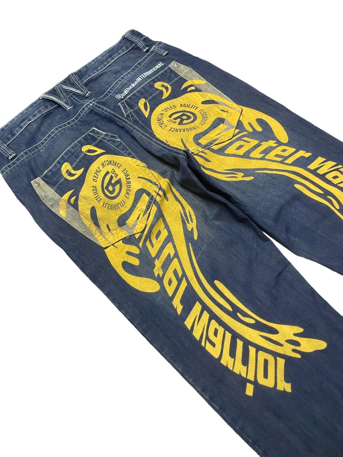 KOJIMA GENES Evisu Style Real Bvoice Daicock Print Baggy Jeans Button fly Size US 34 / EU 50 - 3 Thumbnail