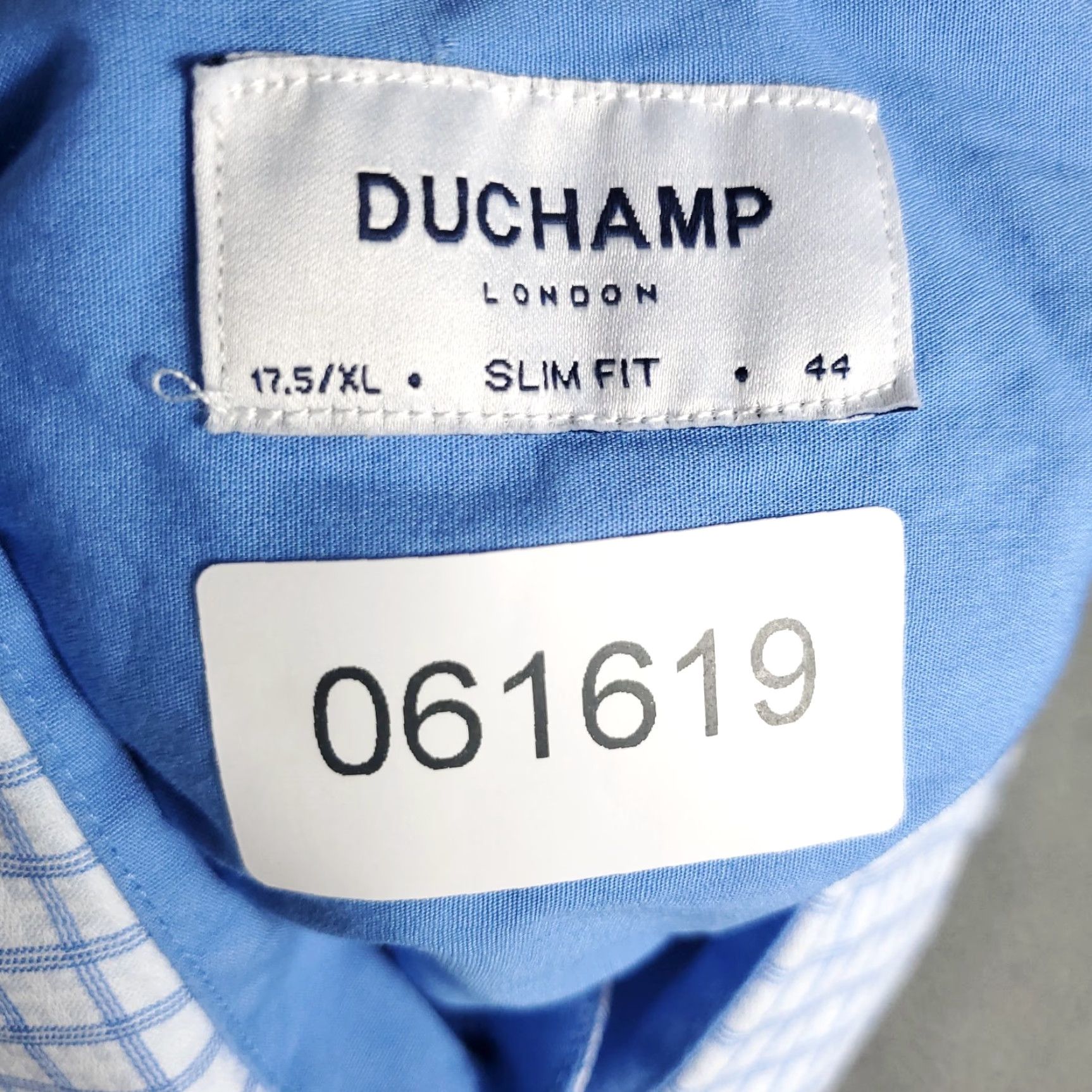 Vintage VINTAGE Duchamp Men's Dress Shirt Size 17.5 XL Blue Plaid Slim Fit Long Sleeve Business Casual Formal Size 46R - 7 Thumbnail
