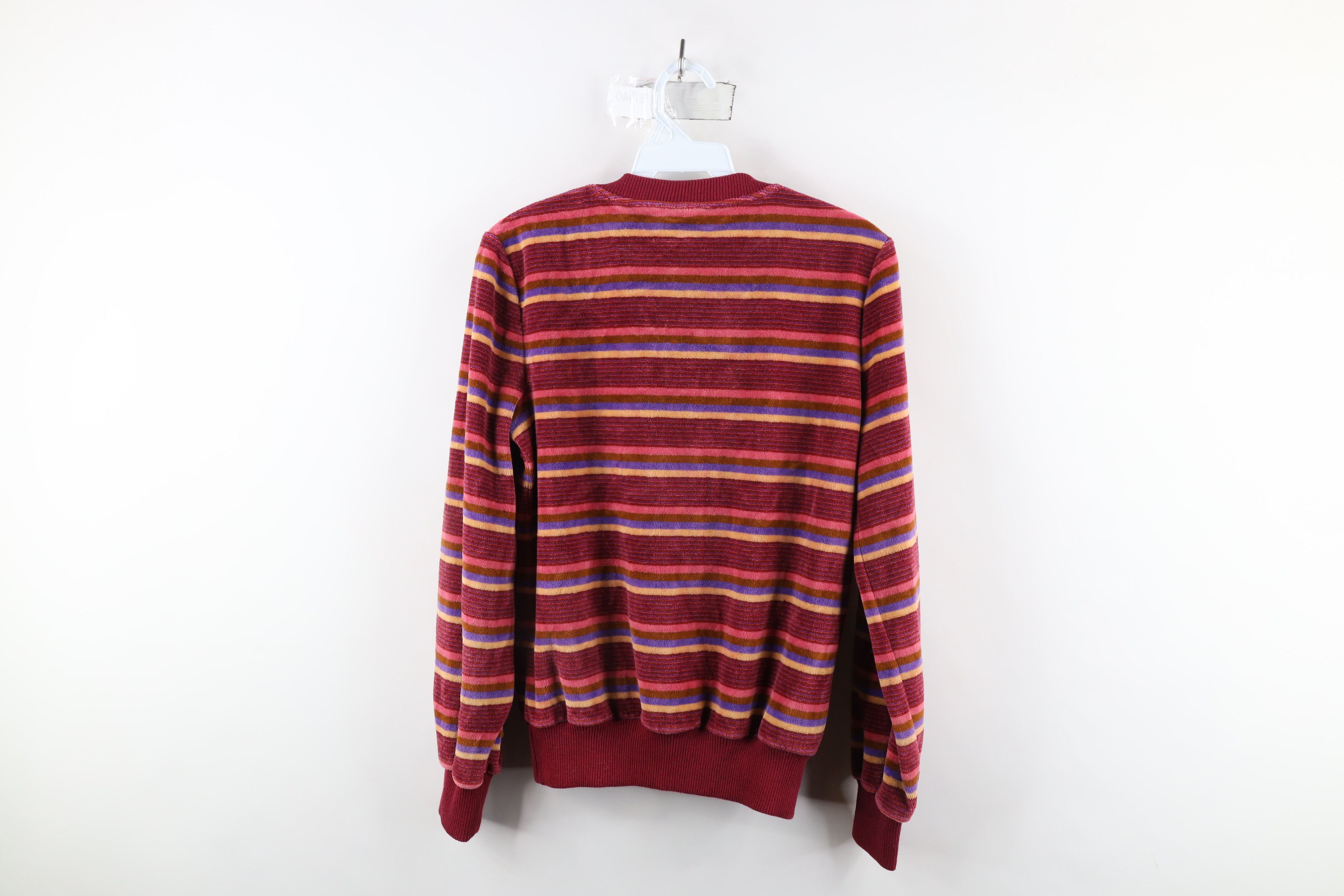 Vintage Vintage 90s Streetwear Striped Velour V-Neck Sweater USA Size M / US 6-8 / IT 42-44 - 6 Thumbnail