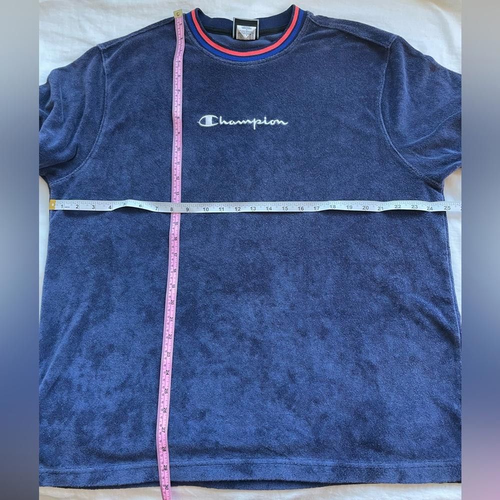 Champion Vintage Retro Champion Mens Terry Short Sleeve Top Navy XL Size US XL / EU 56 / 4 - 5 Thumbnail