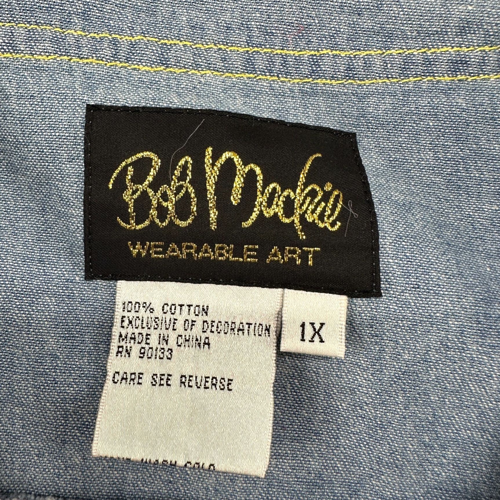 Bob Mackie VINTAGE Bob Mackie Coat Womens 1X Blue Denim Chore Barn Jacket Embroidered 90s Size XL / US 12-14 / IT 48-50 - 4 Thumbnail