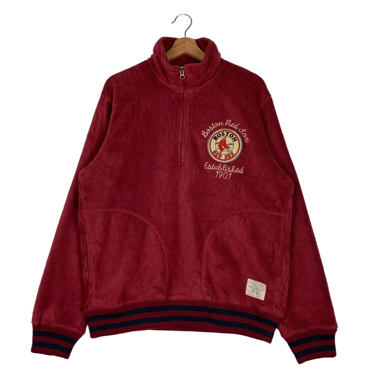 Japanese Brand MLB BOSTON RED SOX Half Zip Turtle Neck Fleece #0044-C3 Size US XL / EU 56 / 4 - 3 Thumbnail