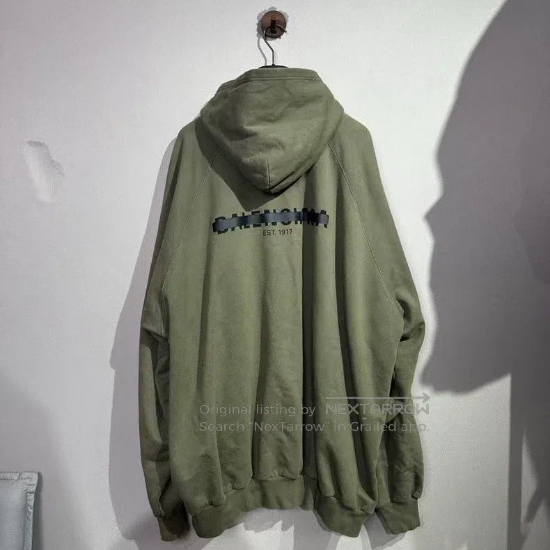 Balenciaga Balenciaga Olive Green Hoodie with Shielded Lines Size US L / EU 52-54 / 3 - 2 Thumbnail