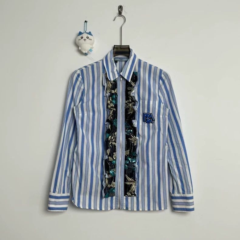 Prada Prada Letter logo lace zipper shirt 2502-Nextarrow Size US XXS / EU 40 - 1 Thumbnail