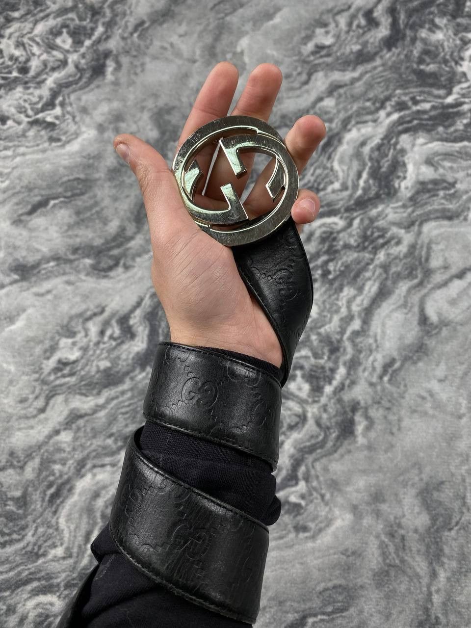 Gucci Gucci Monogram GG Big Logo Leather Belt Size ONE SIZE - 1 Thumbnail