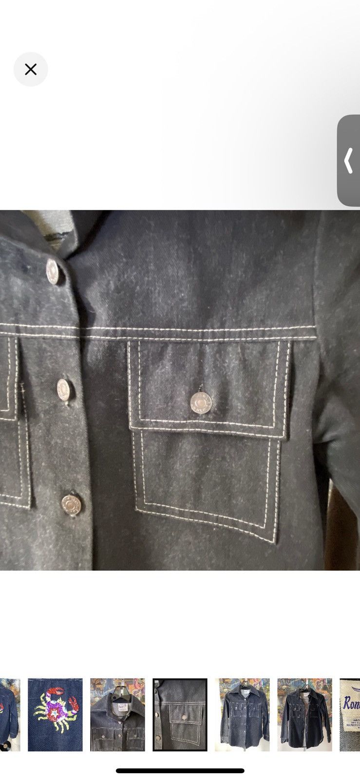 Other RARE! 70s RONCELLI Denim Jean Cancer Sequins Crab Jacket XS Size S / US 4 / IT 40 - 3 Thumbnail