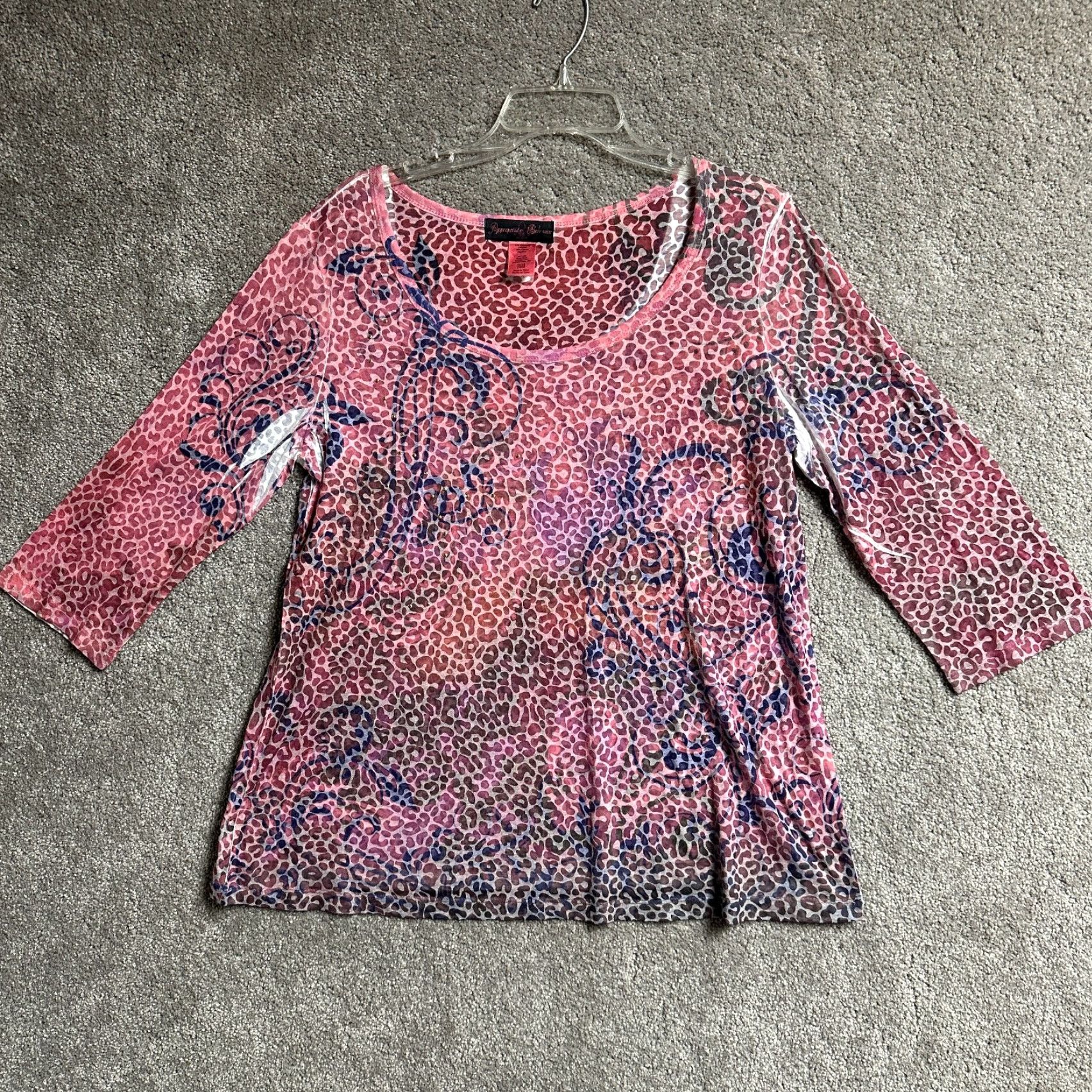 Vintage VINTAGE Y2K Leopard Print Top 16W Plus Rhinestones Whimsigoth Fairy Grunge Boho Hippie Blouse Women Girls Size XXL / US 16-18 / IT 52-54 - 2 Thumbnail