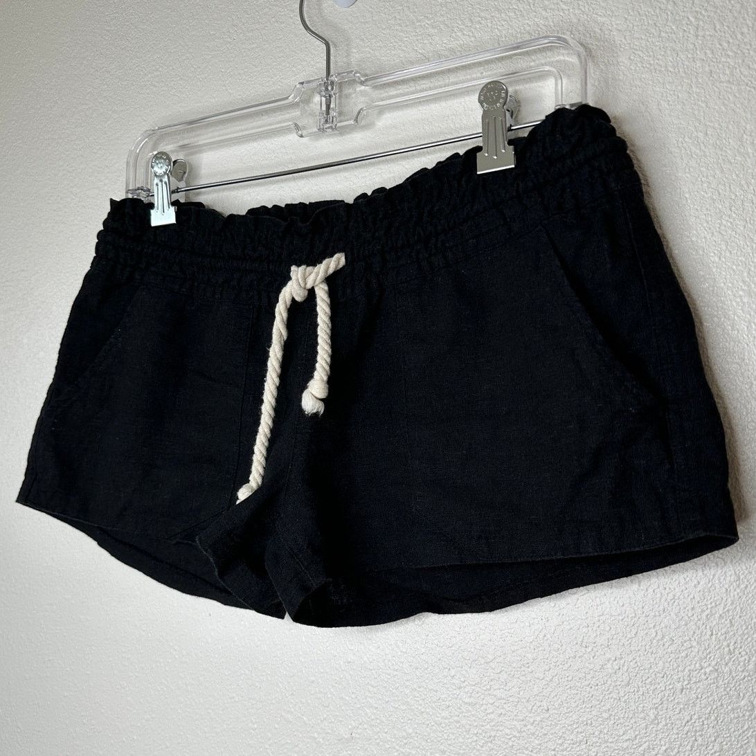 Other Roxy Oceanside Black Linen Elasticized Rope Tie Shorts M Size 28" / US 6 / IT 42 - 2 Thumbnail