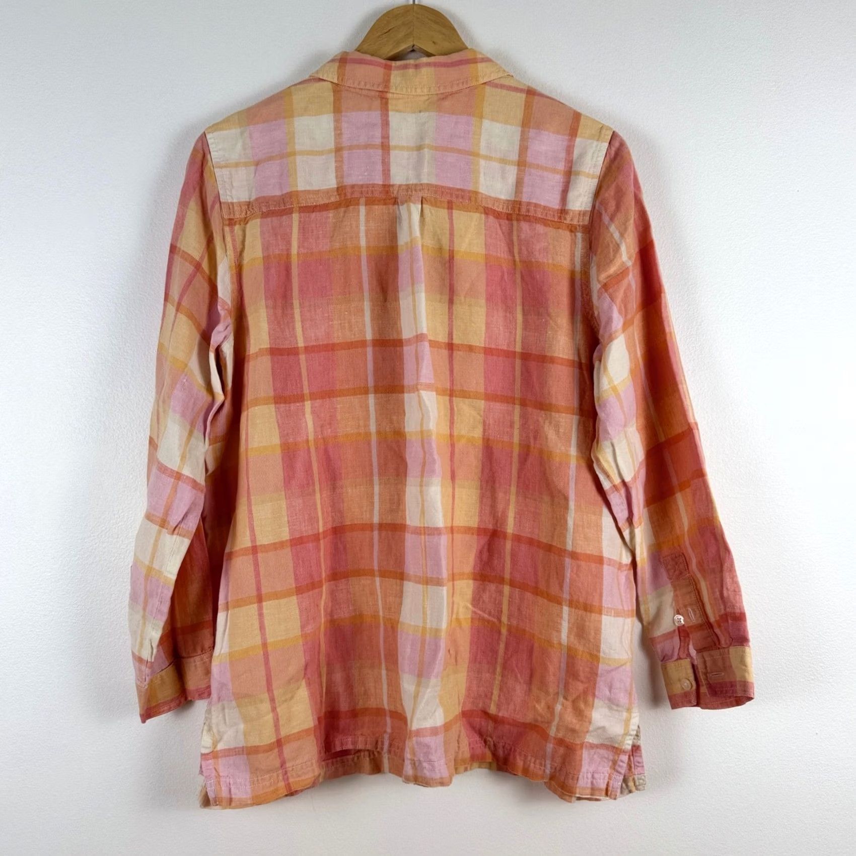 Cherokee VINTAGE Cherokee Plaid Shirt Womens XL Pink Orange Top Classic Linen Button Down Size XL / US 12-14 / IT 48-50 - 2 Thumbnail
