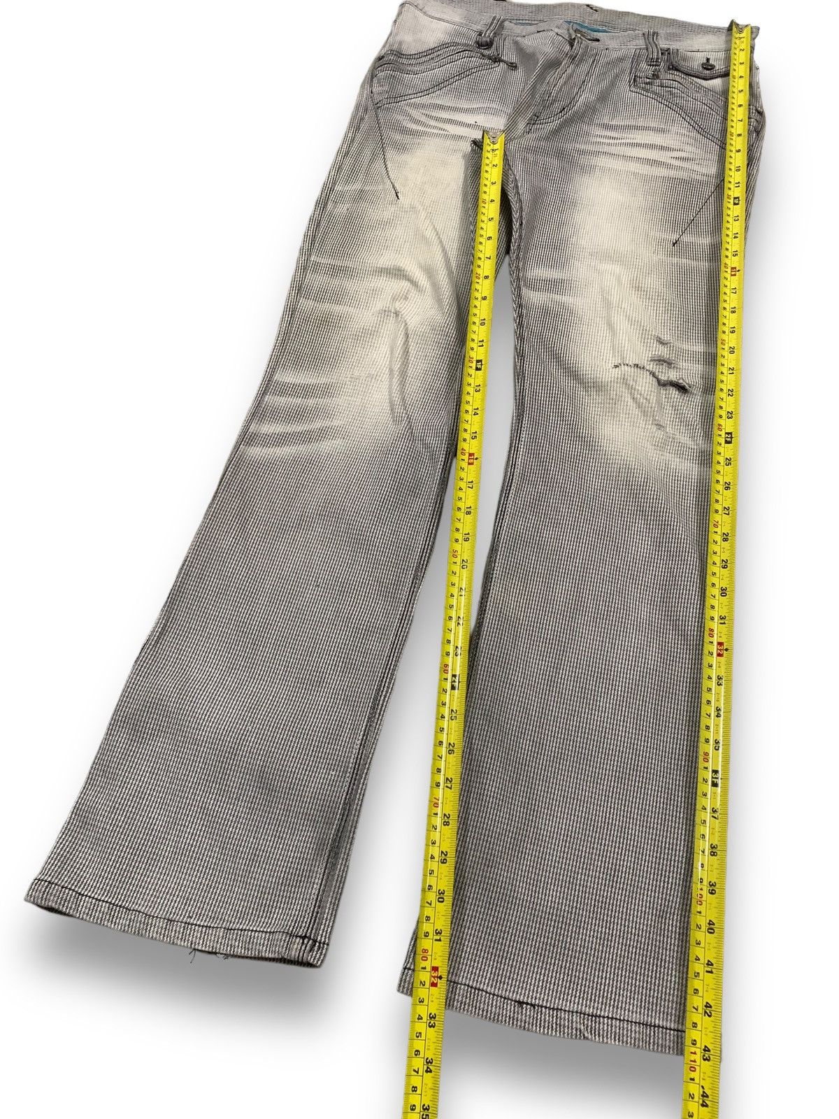 If Six Was Nine Japanese Brand Houndstooth Clawmark Faded Bootcut Punk Jeans Size US 34 / EU 50 - 14 Thumbnail