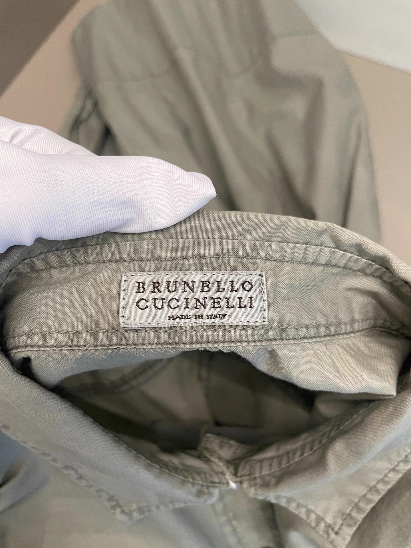 Brunello Cucinelli BC military green cotton off-shoulder shirt XS Size XS / US 0-2 / IT 36-38 - 3 Thumbnail