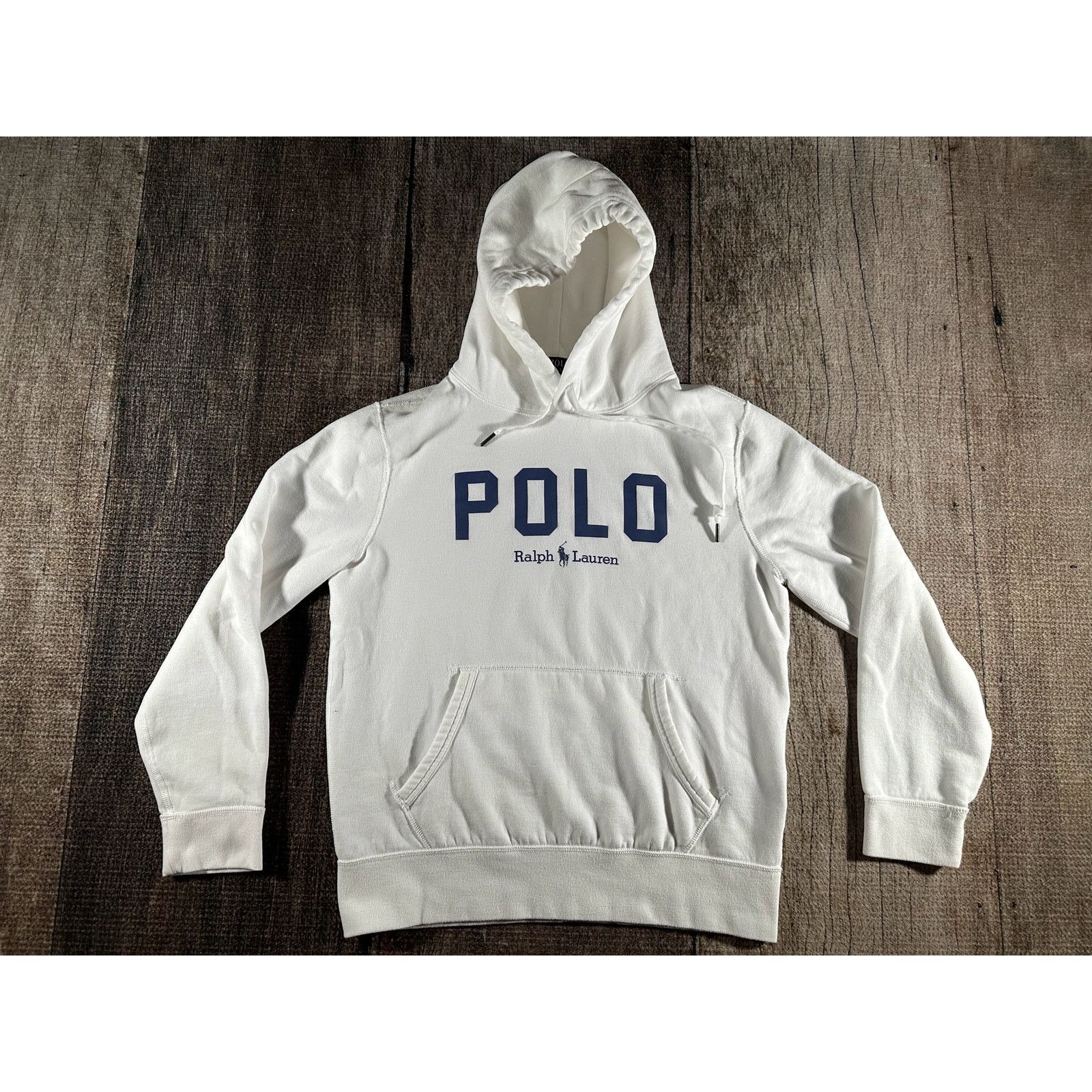 POLO RALPH LAUREN Men's POLO LOGO Fleece Pullover Hoodie in White SZ L NWT factory