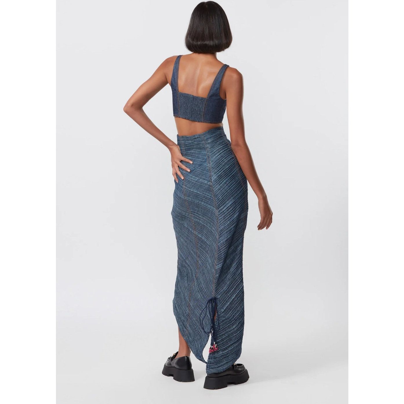 Other Saaksha & Kinni Square Cut Denim Bustier With Skirt S modern Size 26" / US 2 / IT 38 - 2 Thumbnail