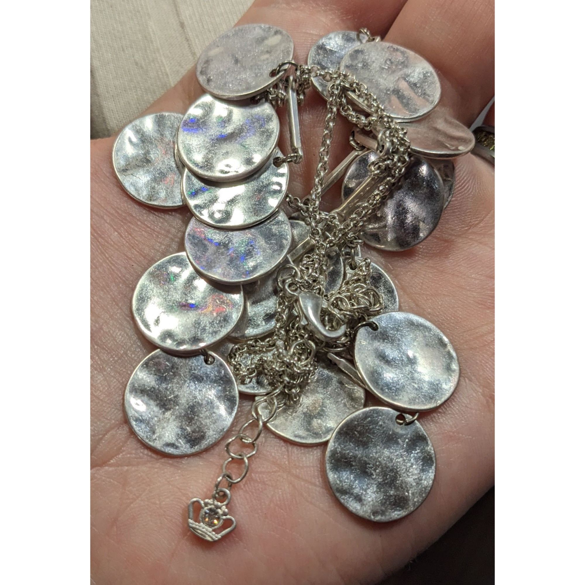 Other Premier Designs Hammered Silver Tone Disc Fringe Necklace Size ONE SIZE - 5 Thumbnail