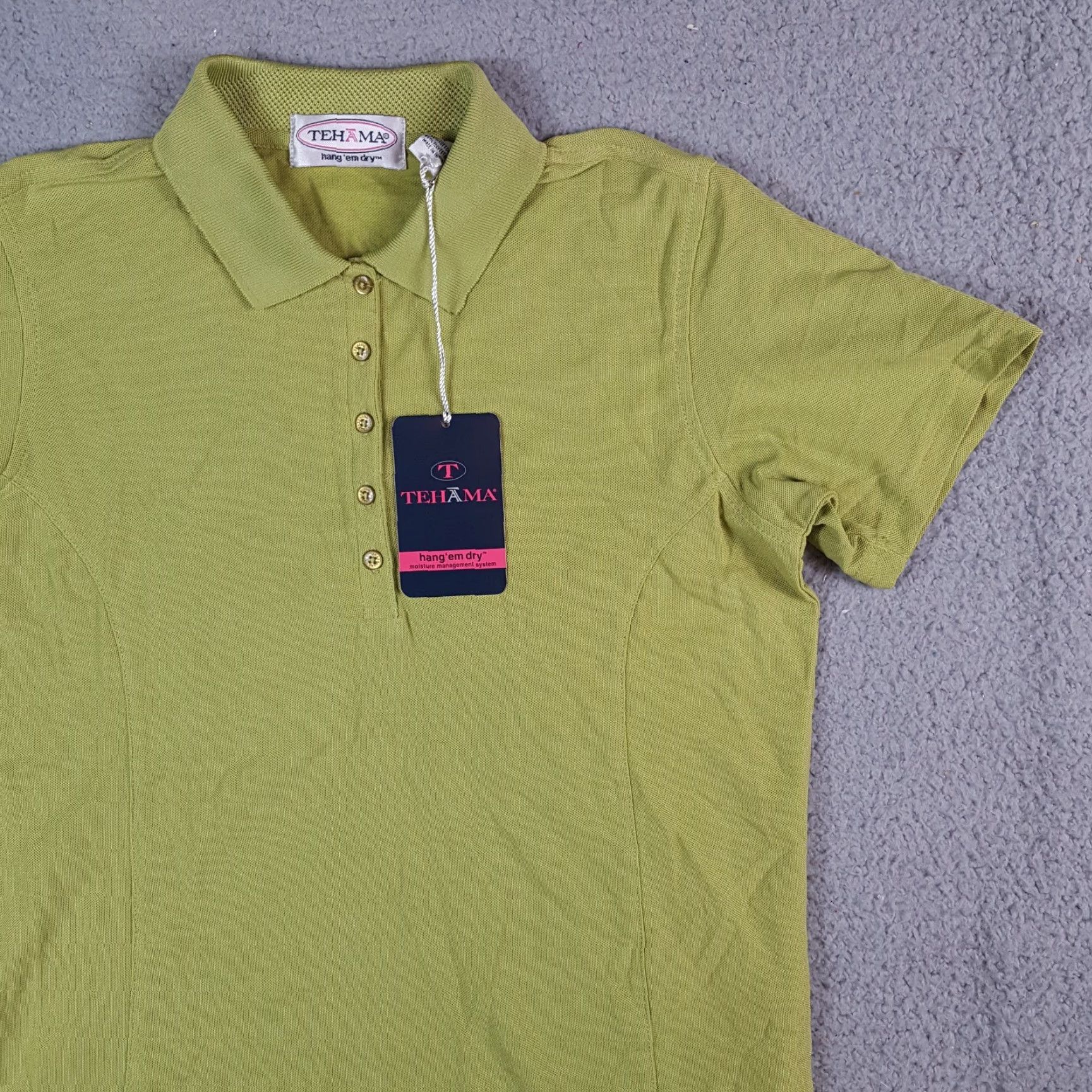 Vintage Tehama Green Knit Golf Polo Breathable Womens Size S Wicking Button Collar Shirt Size S / US 4 / IT 40 - 2 Thumbnail