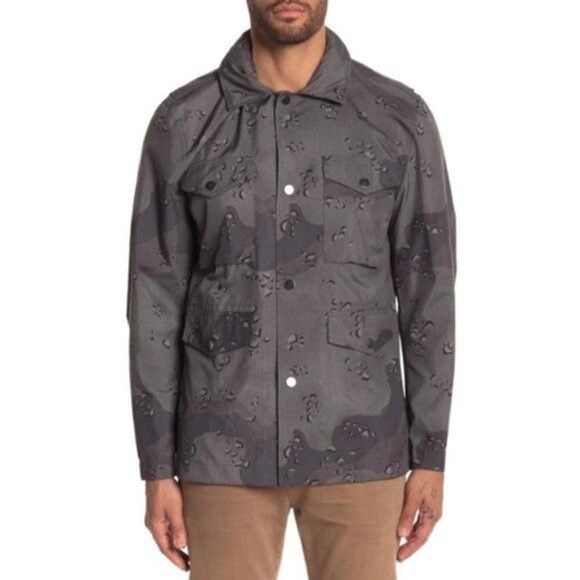7 For All Mankind 7 For All Mankind Mens Gray Camo Hooded Button Front Light A Size US L / EU 52-54 / 3 - 4 Thumbnail