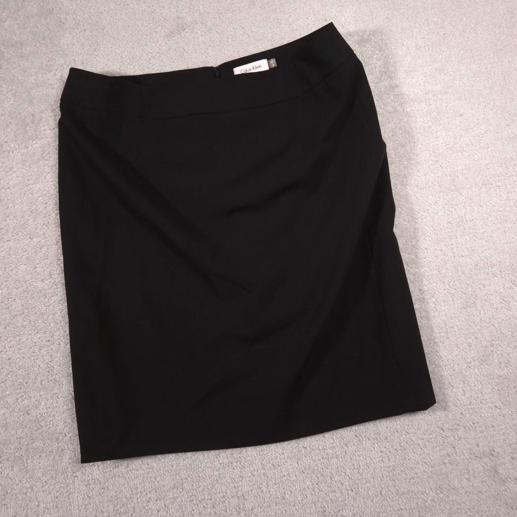 Calvin Klein VINTAGE Calvin Klein Skirt Womens 14P Black Pencil Lined Back Slit Stretch Career Office Size 36" / US 14 / IT 50 - 3 Thumbnail