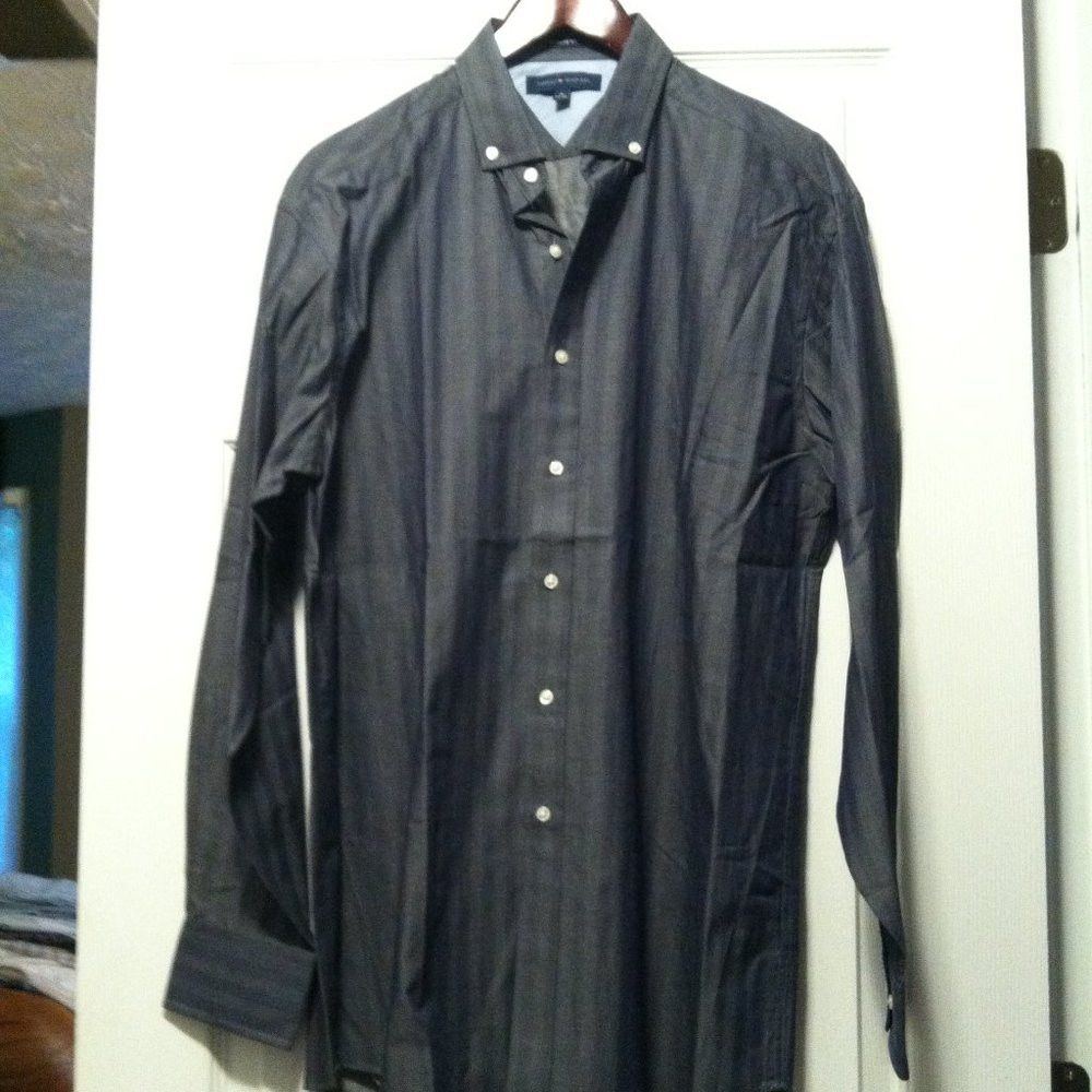 Tommy Hilfiger TOMMY HILFIGER MENS NEW GRAY 100%COTTON DRESS SHIRT 16/34-35 Size US L / EU 52-54 / 3 - 2 Thumbnail
