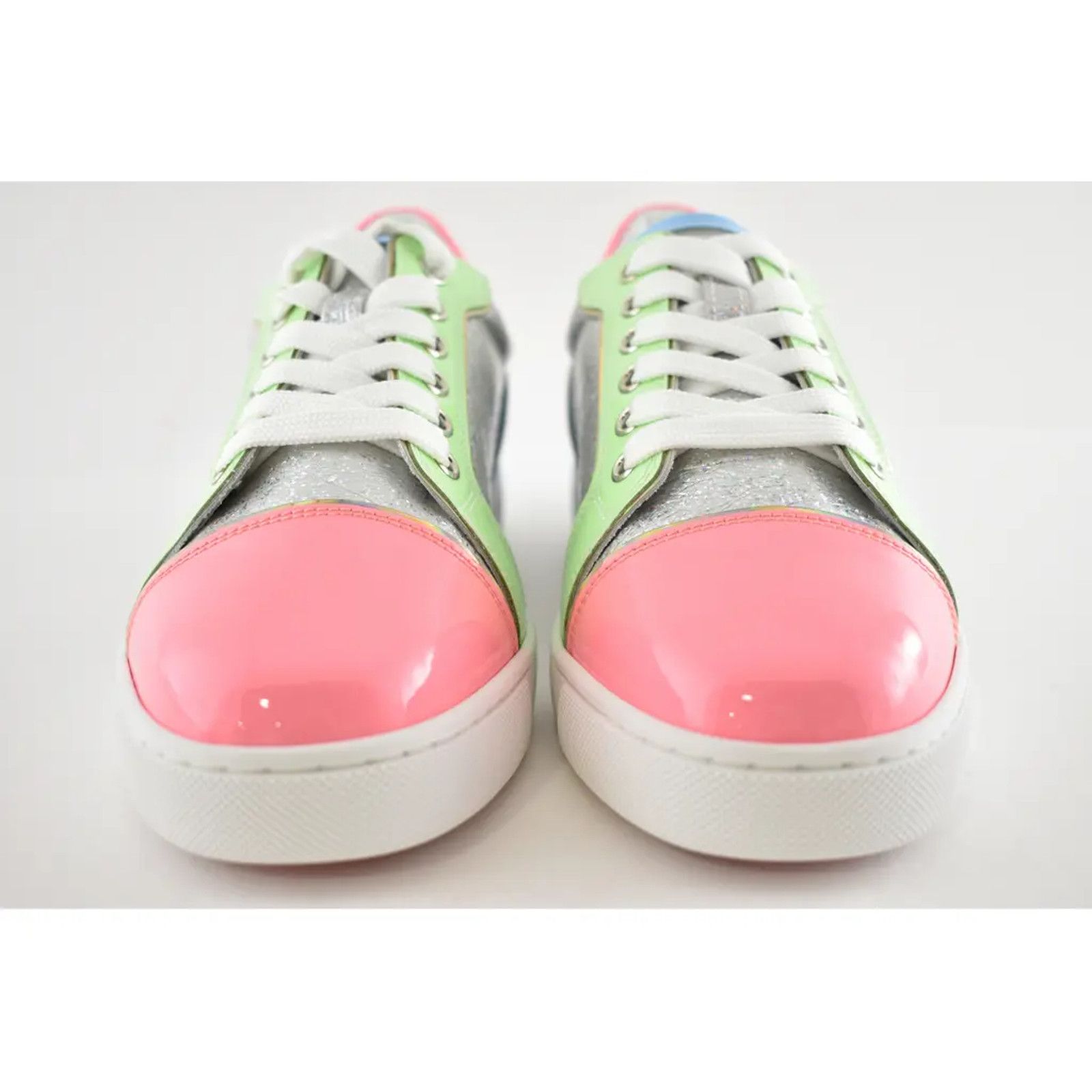 Christian Louboutin Christian Louboutin Pink Silver Blue Low Top Sneaker 38.5 Size US 8.5 / IT 38.5 - 5 Thumbnail