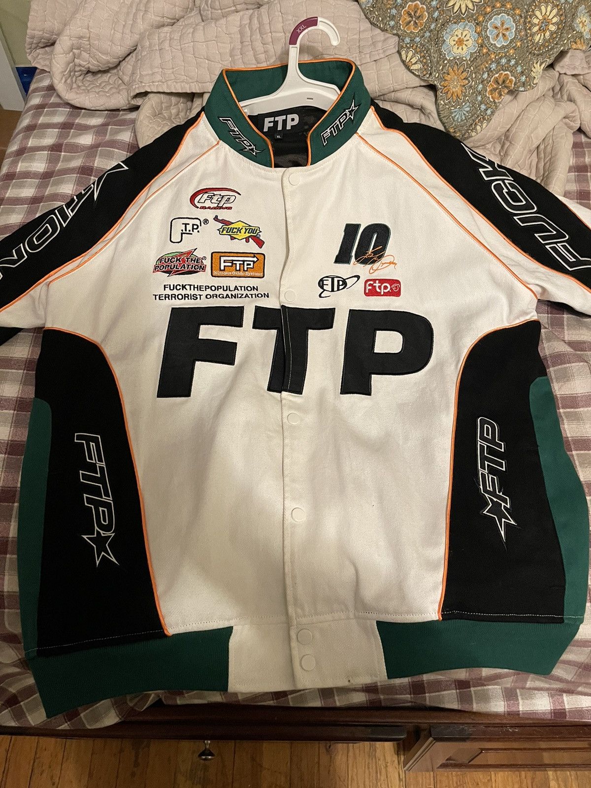 image of Fuck The Population x Racing Ftp Racing Jacket 2023 XL in White, Men's