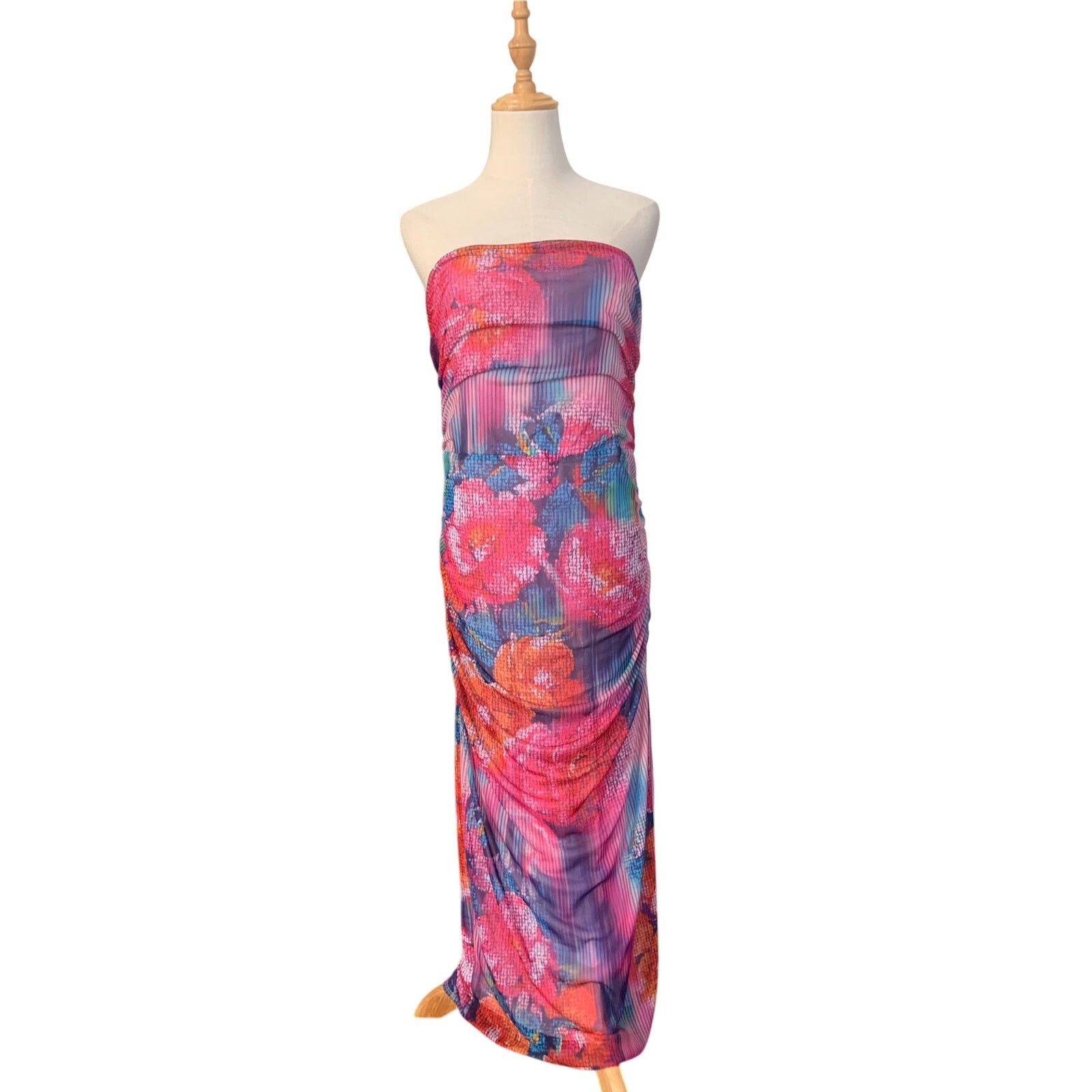 Anthropologie NWT Anthropologie Soliel Slim Strapless Ruched Mesh Dress Size L / US 10 / IT 46 - 4 Thumbnail