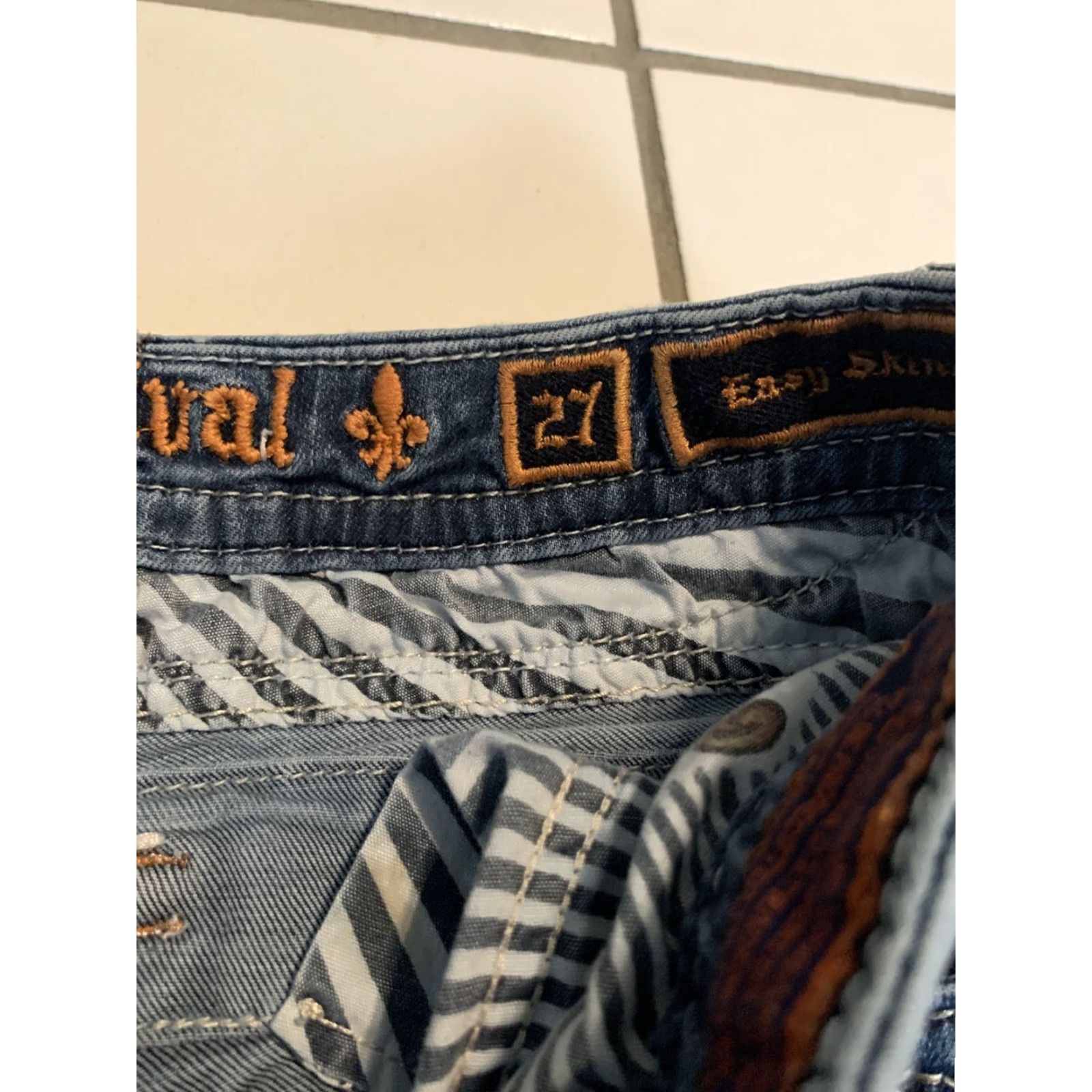 Vintage ROCK REVIVAL Barbie Embellished Mid-Rise Skinny Jeans Blue Women 27 Size 27" / US 4 / IT 40 - 6 Thumbnail