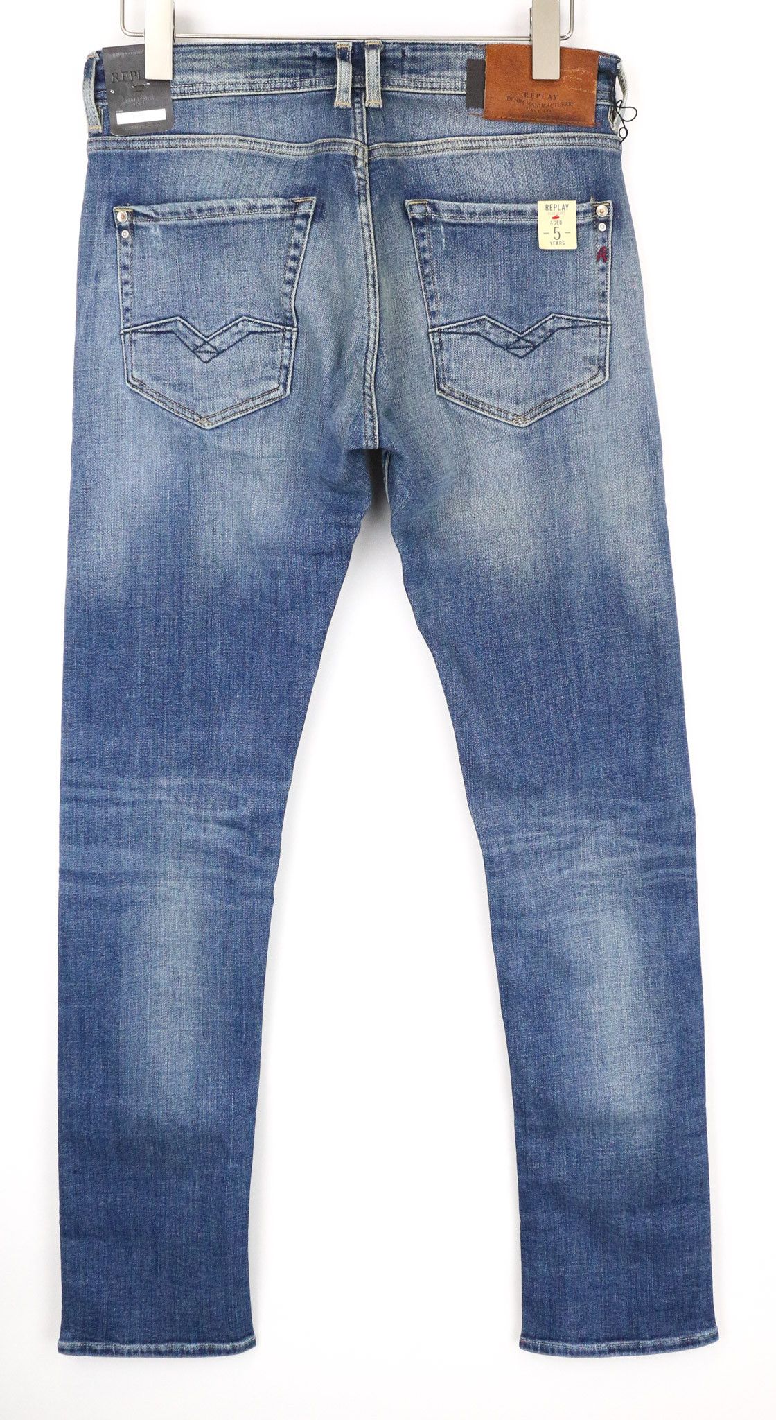 Replay ROB W30/L34 Straight Tapered Washed Blue Cotton Jeans 73923 Size US 30 / EU 46 - 2 Thumbnail