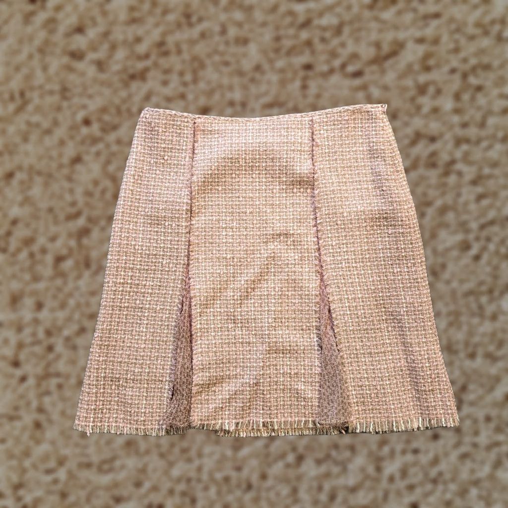 Elie Tahari Elie Tahari Skirt Womens Size 6 Pink Brown Tweed Plaid Wool Silk Career Capsule Size 28" / US 6 / IT 42 - 1 Thumbnail