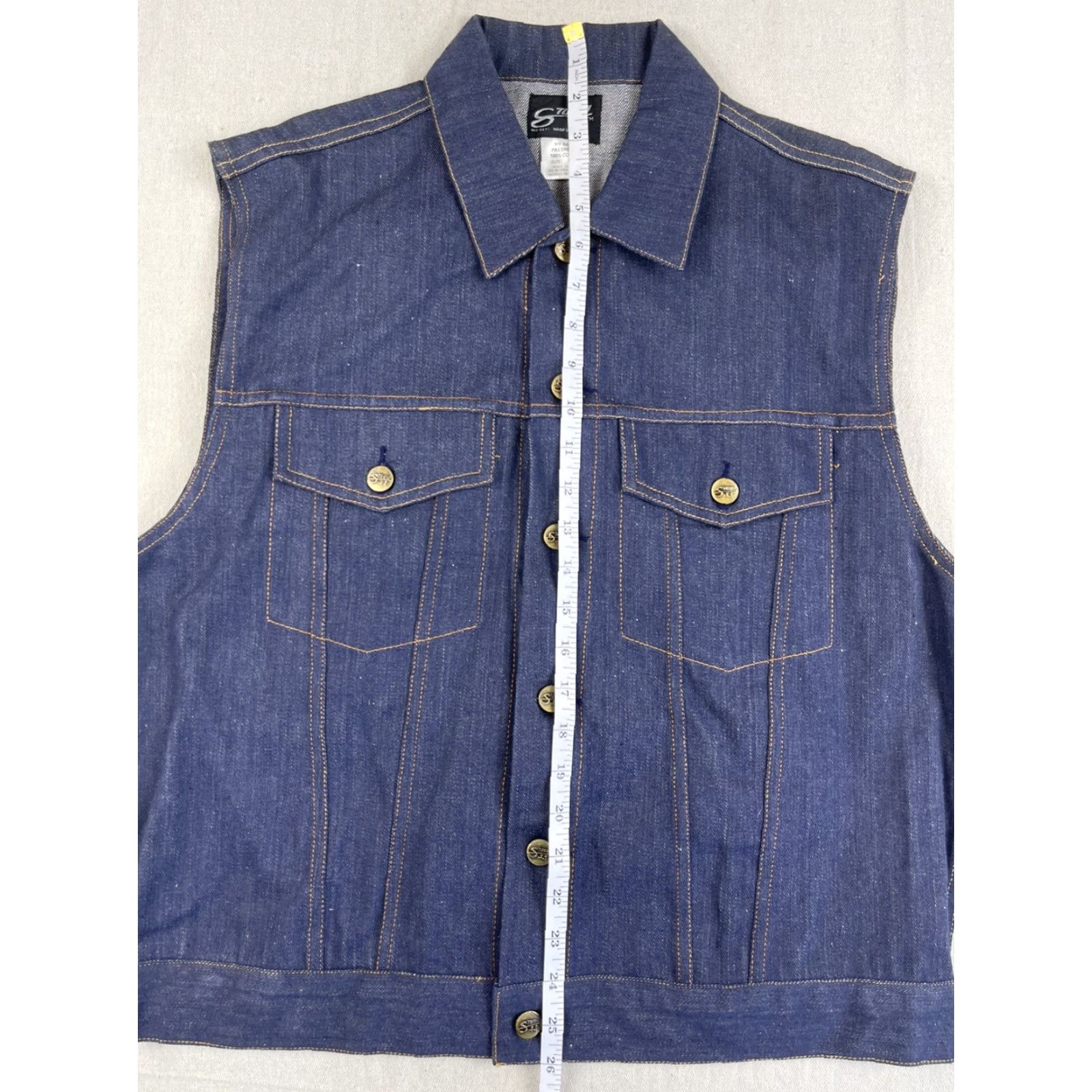 Vintage VINTAGE Studio 33 Denim Vest Hip Hop Cowboy Trucker Casual Blue L 70s Unisex Adults Size US 33 - 6 Thumbnail