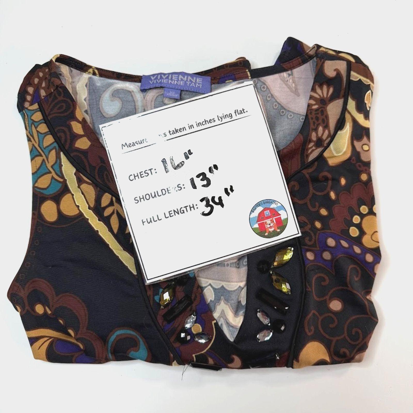 Vivienne Tam Vivienne Tam XS Paisley Sleeveless Dress Beaded Neck Boho Size XS / US 0-2 / IT 36-38 - 7 Thumbnail