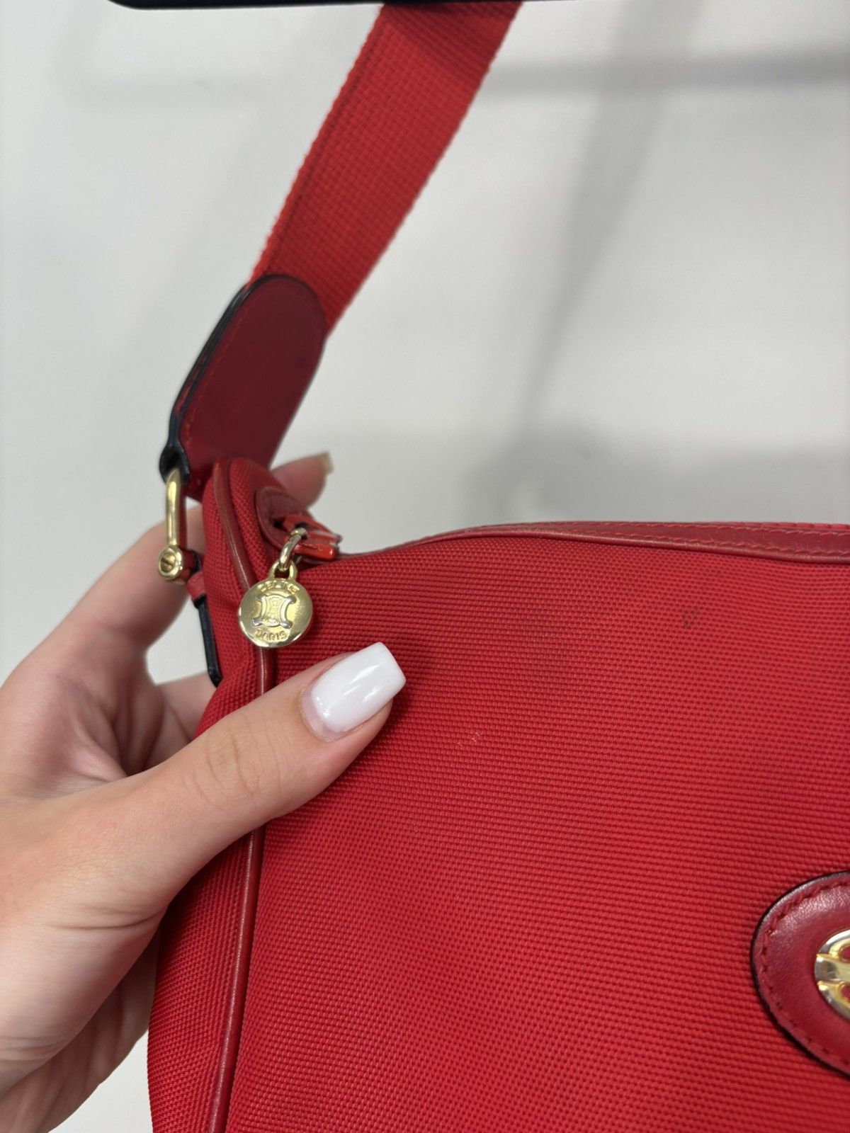 Celine Vintage Celine MO4 Red Fabric Minimalist Rare Shoulder Bag Size ONE SIZE - 11 Thumbnail