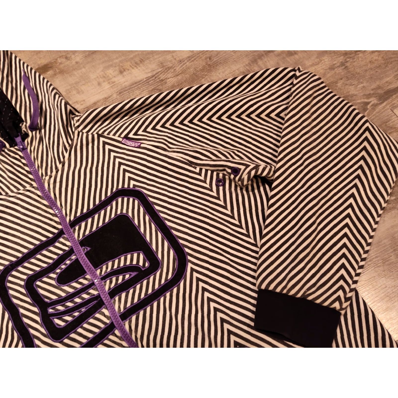 Vintage VINTAGE Scott Women's Full Zip Hoodie Striped Purple Black Snowboarding Activewear XXL Size XXL / US 16-18 / IT 52-54 - 3 Thumbnail