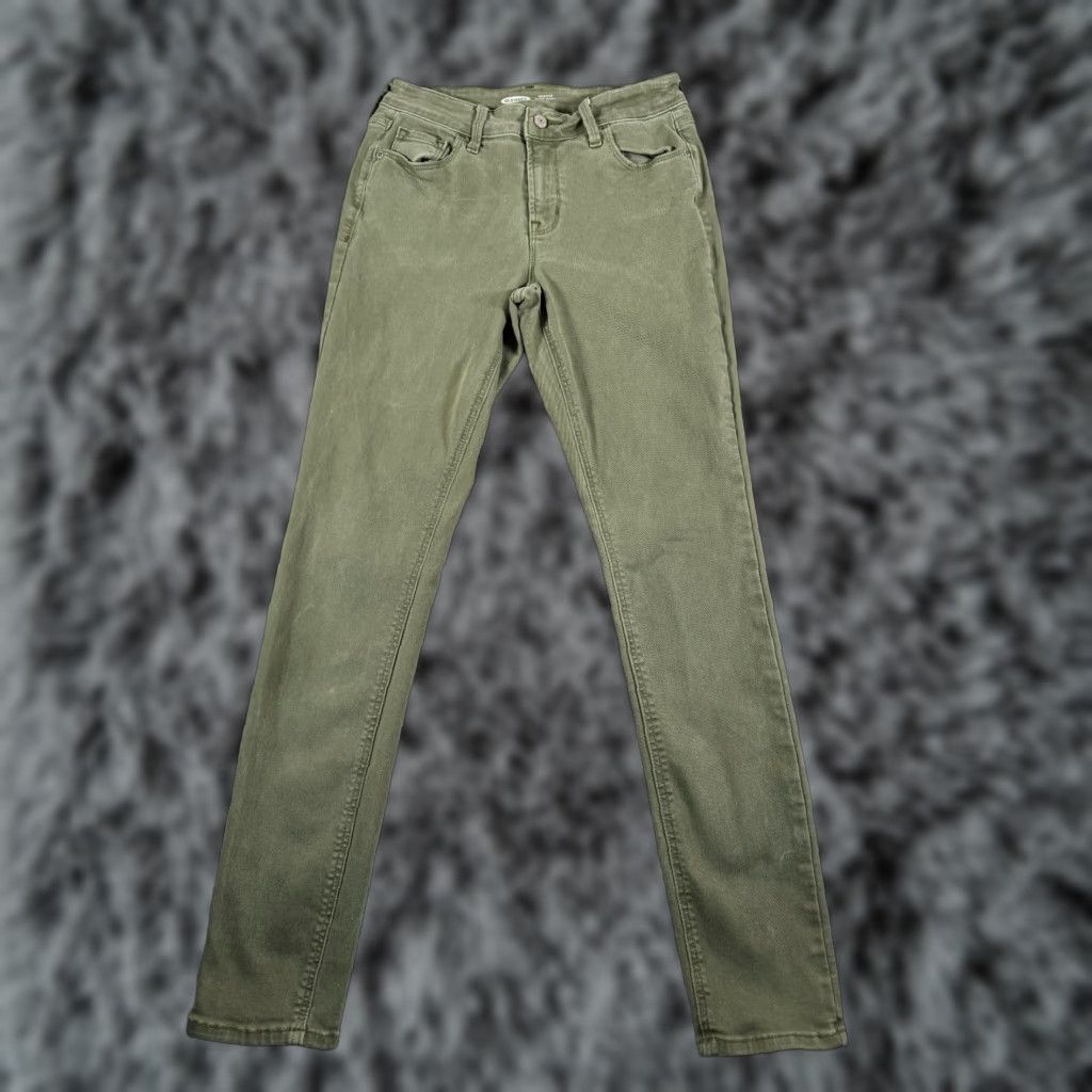 Old Navy Old Navy Jeans Womens 6 Super Skinny Mid Rise Olive Green Goblincore City Logo Size 28" / US 6 / IT 42 - 1 Thumbnail