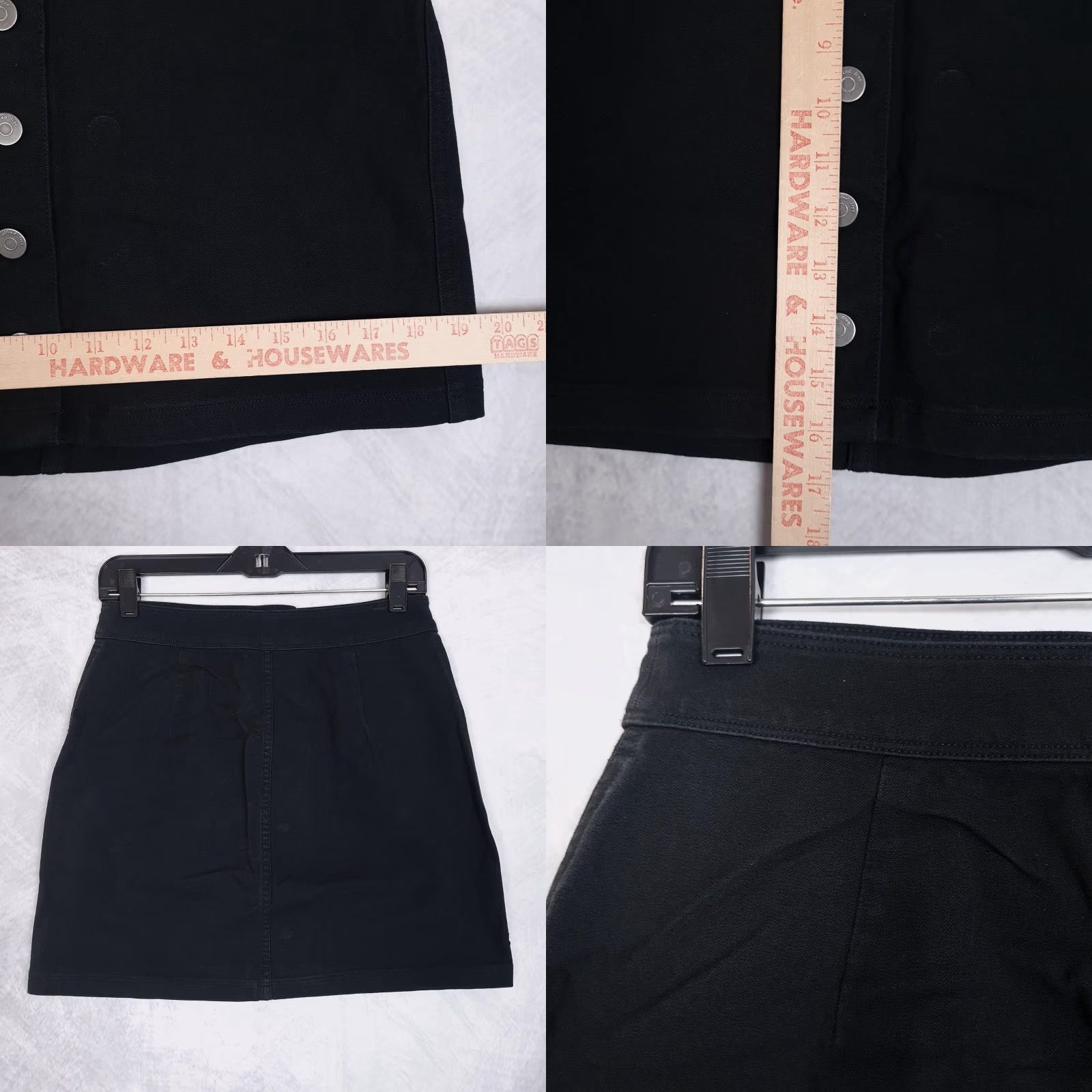 Vintage Wilfred Free Skirt Womens 6 Black Denim A-Line Mini Stretch Button Front Casual Size 28" / US 6 / IT 42 - 8 Thumbnail