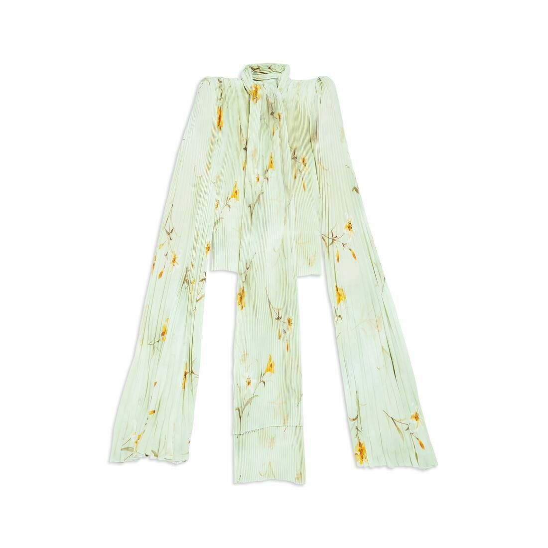 Balenciaga o1bcso1str0525 Lilies Scarf Pleated Blouse in Multicolor Size XL / US 12-14 / IT 48-50 - 1 Thumbnail