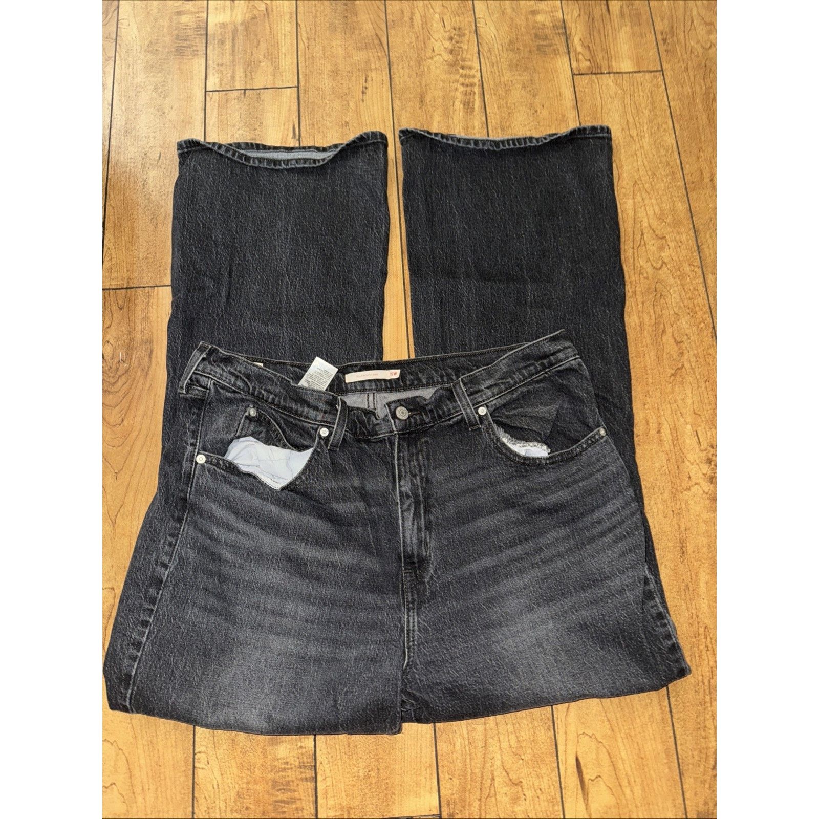 Levi's Levi’s Premium 70s High Flare Denim Jeans Black 16W 38x34 Size 38" / US 16 / IT 52 - 3 Thumbnail