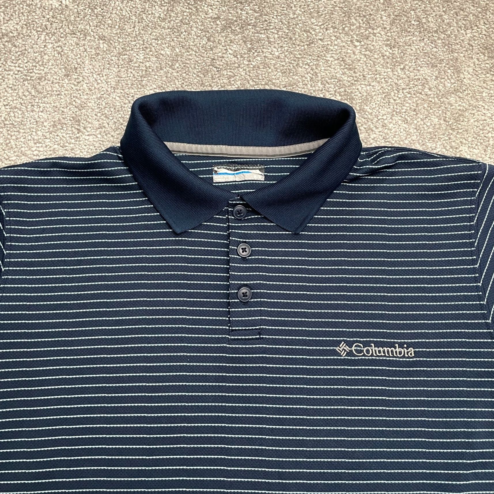 Vintage Columbia Polo Shirt Mens Medium Blue Striped Short Sleeve Polo Shirt Outdoor Casual Shirt Size US M / EU 48-50 / 2 - 4 Thumbnail