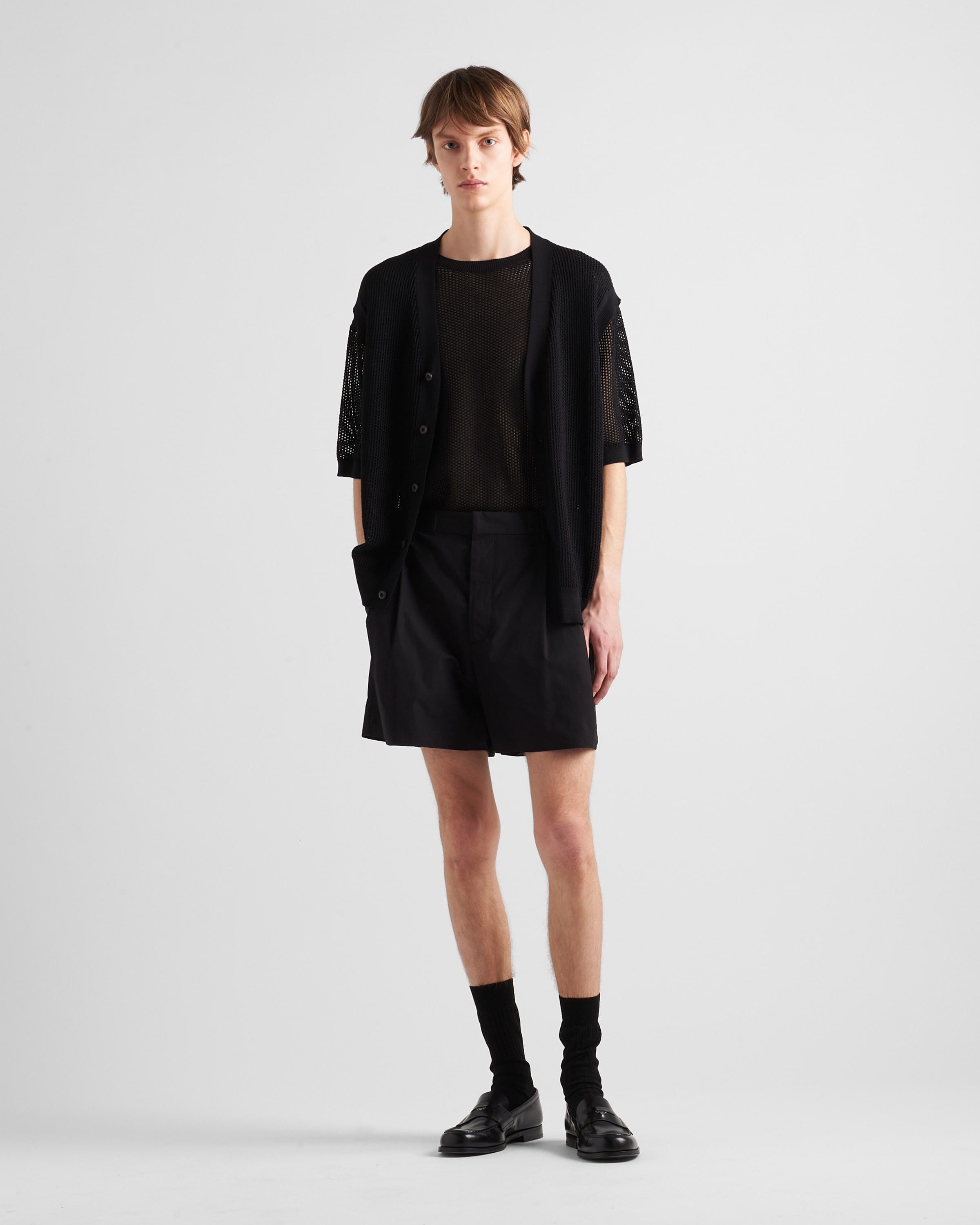 Prada o1bcso1str1025 Silk Cotton Crew-Neck Sweater in Black Size US M / EU 48-50 / 2 - 2 Thumbnail